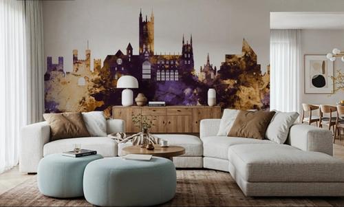 Canterbury England Skyline Purple & Gold