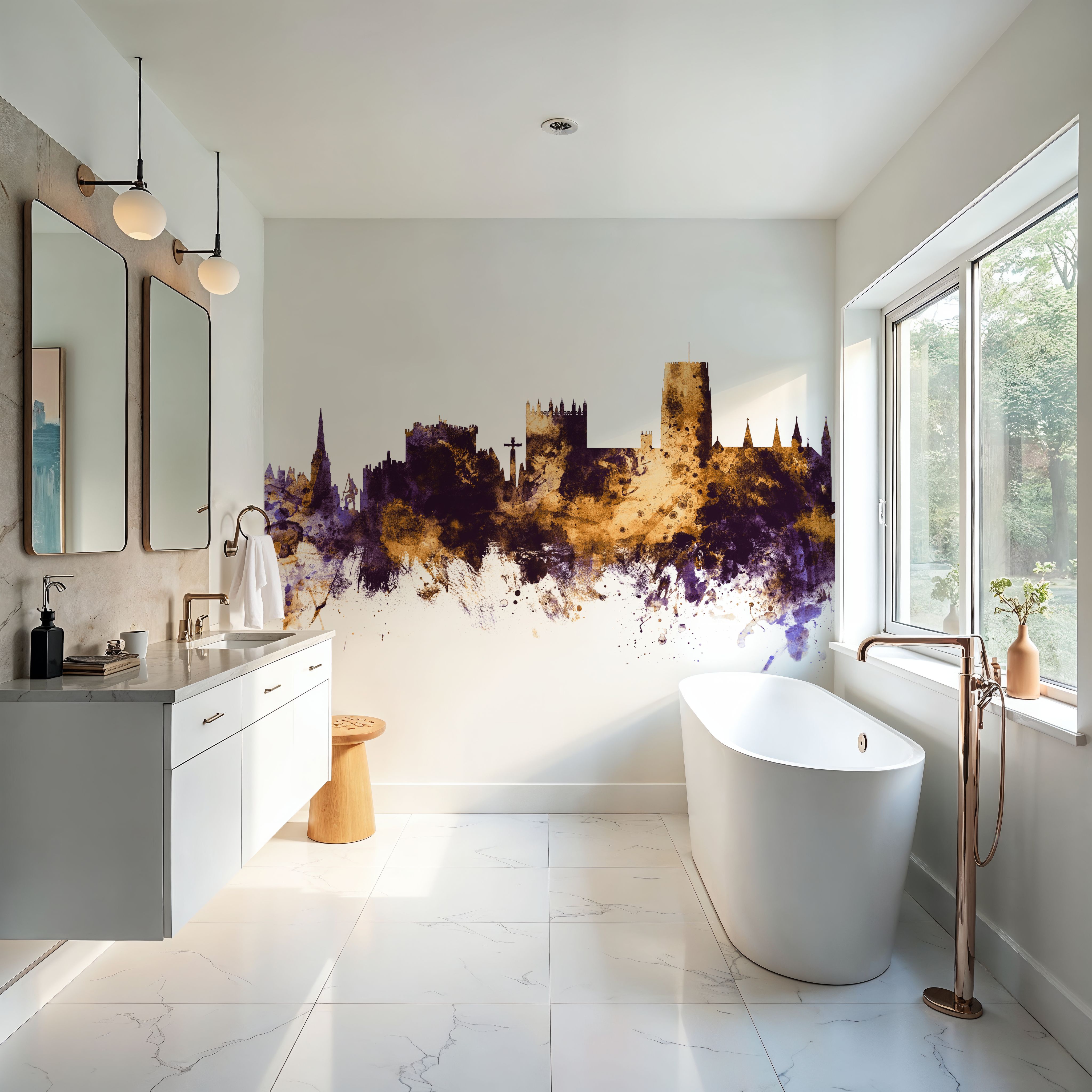 Durham England Skyline Purple & Gold