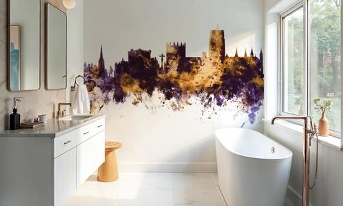 Durham England Skyline Purple & Gold
