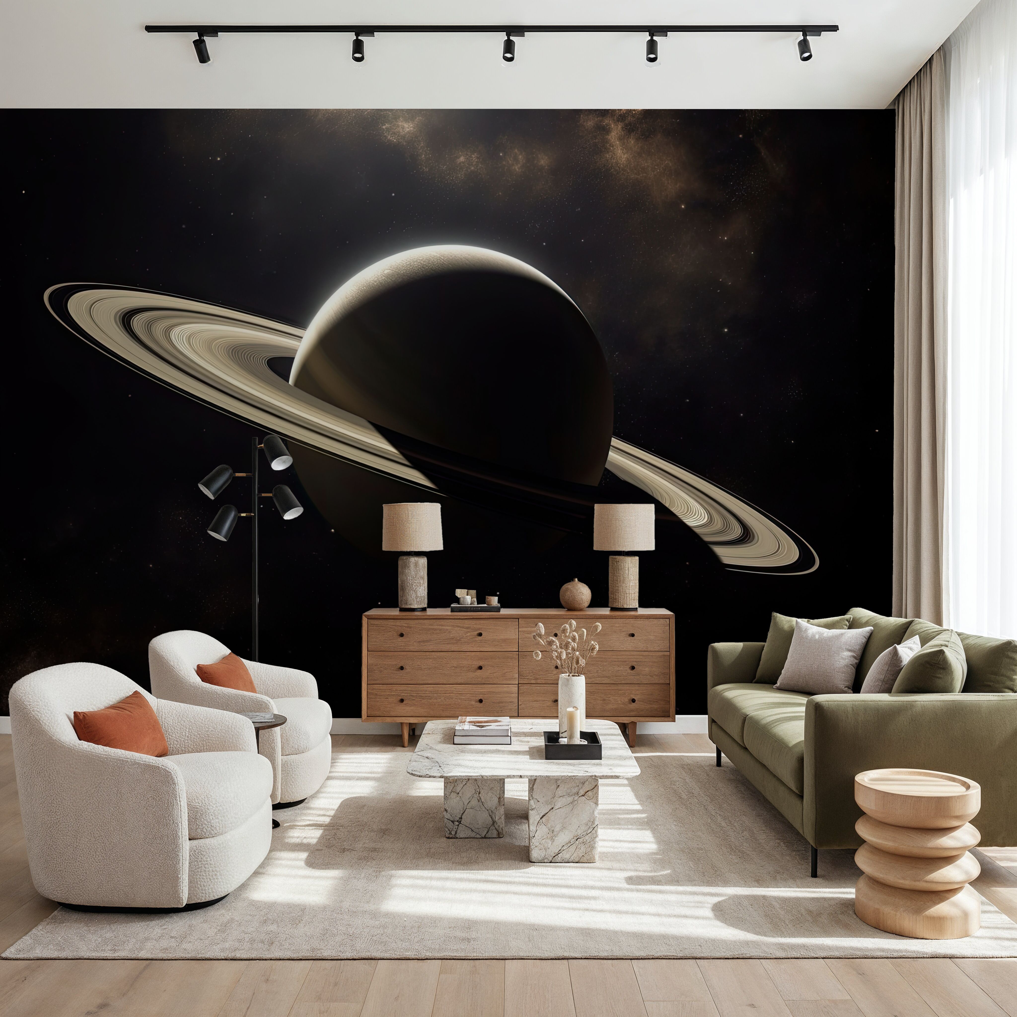Wall Mural - Saturn - Astronomy mural wallpaper - Hallway staircases - Wallism US - Premium, Textured or Peel & Stick