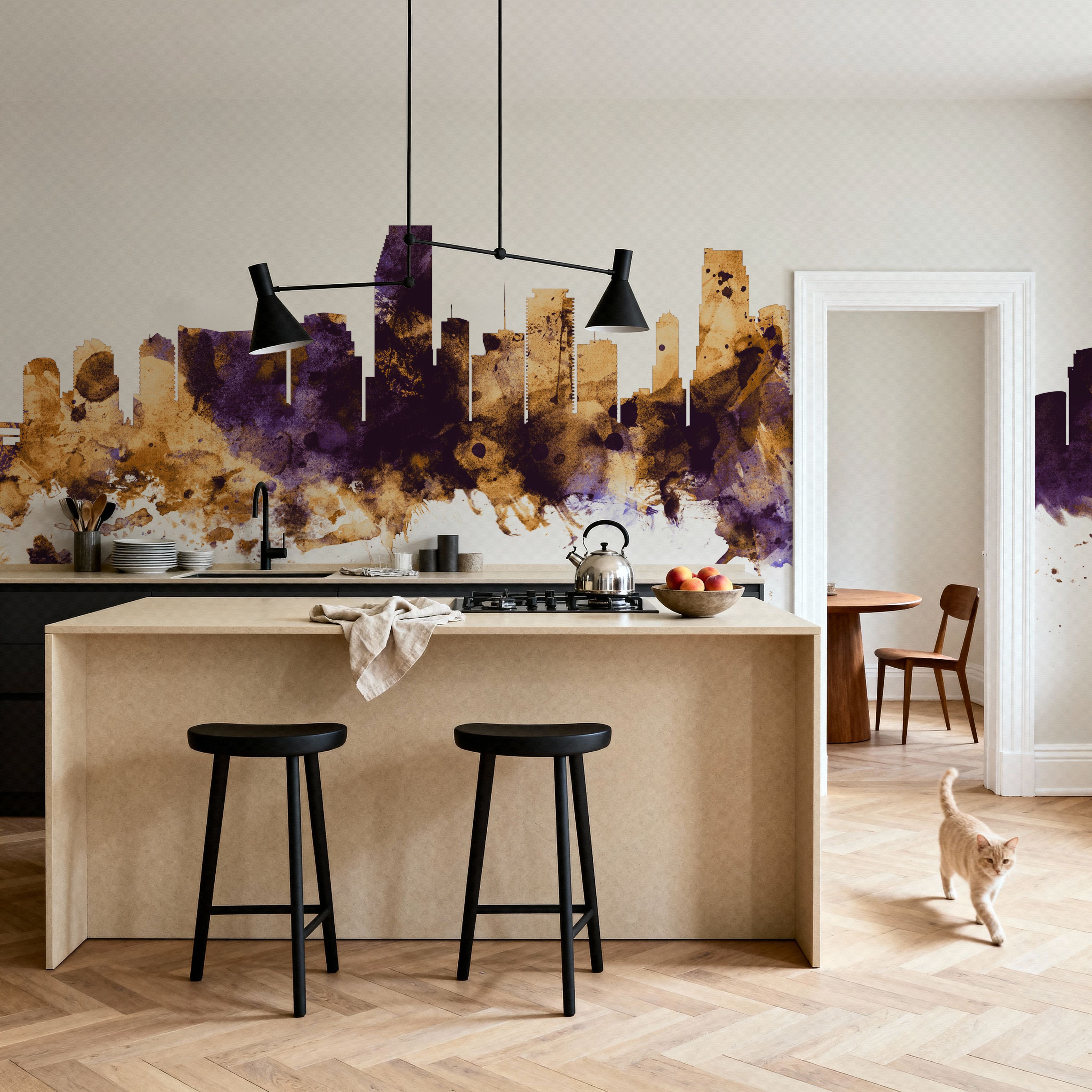 Miami Florida Skyline Purple & Gold