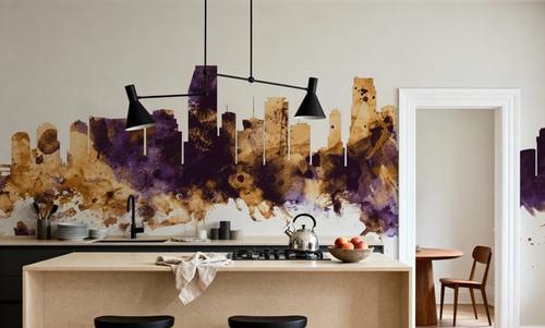 Miami Florida Skyline Purple & Gold