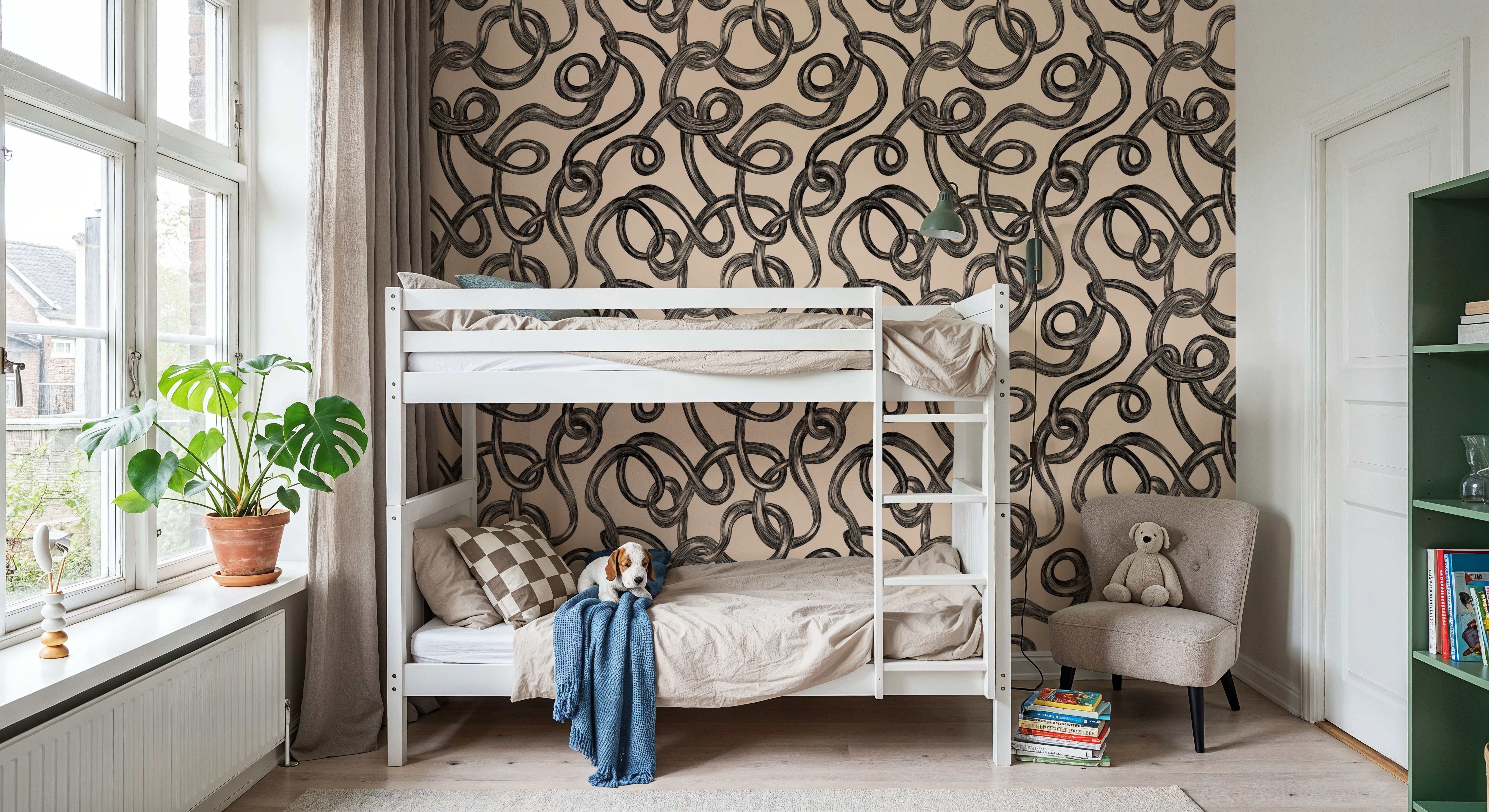 Swirl, Black on Ivory