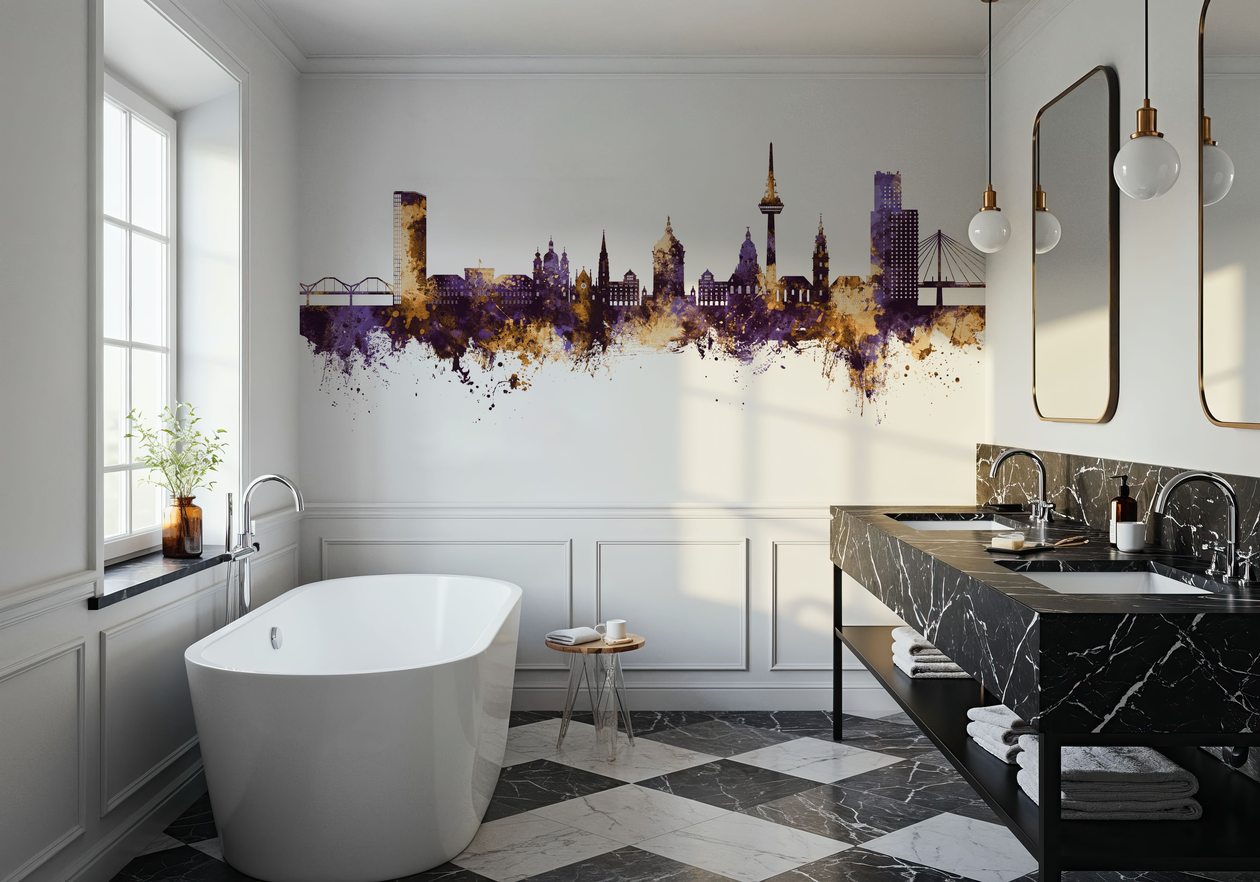 Mannheim Germany Skyline Purple & Gold