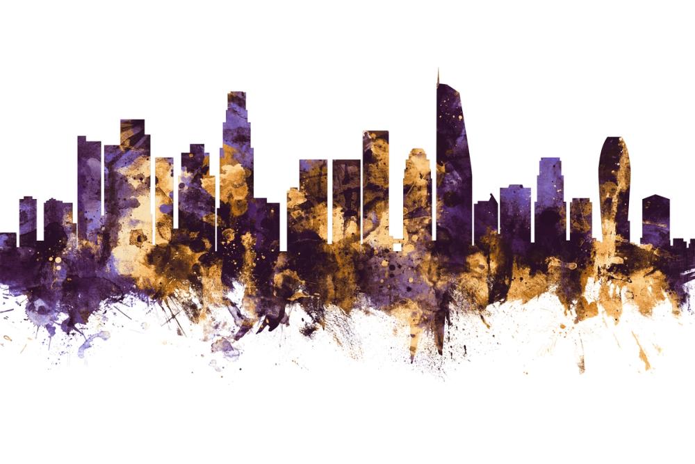 Los Angeles Skyline Purple & Gold