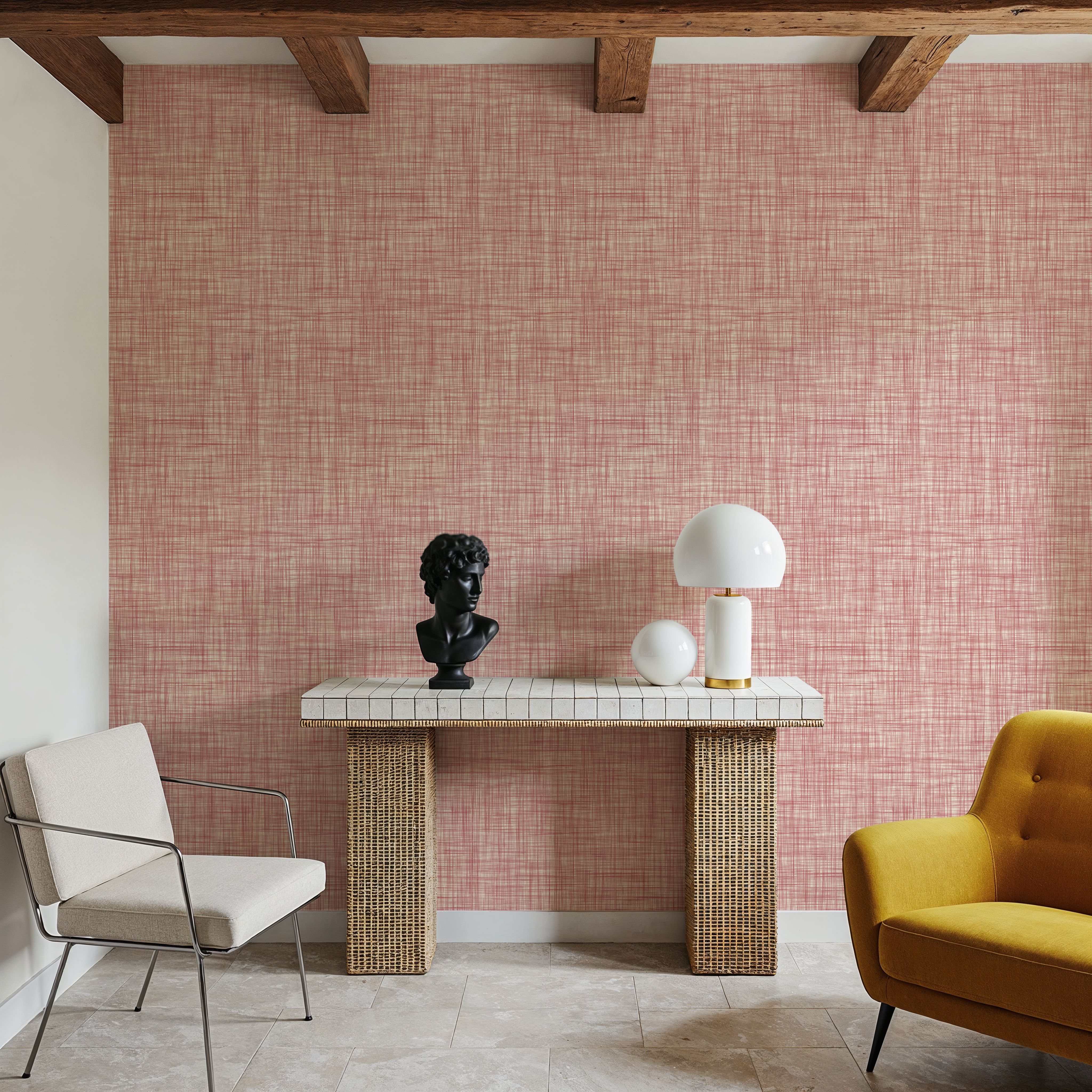 Mottled Linen Effect, Rose Pink