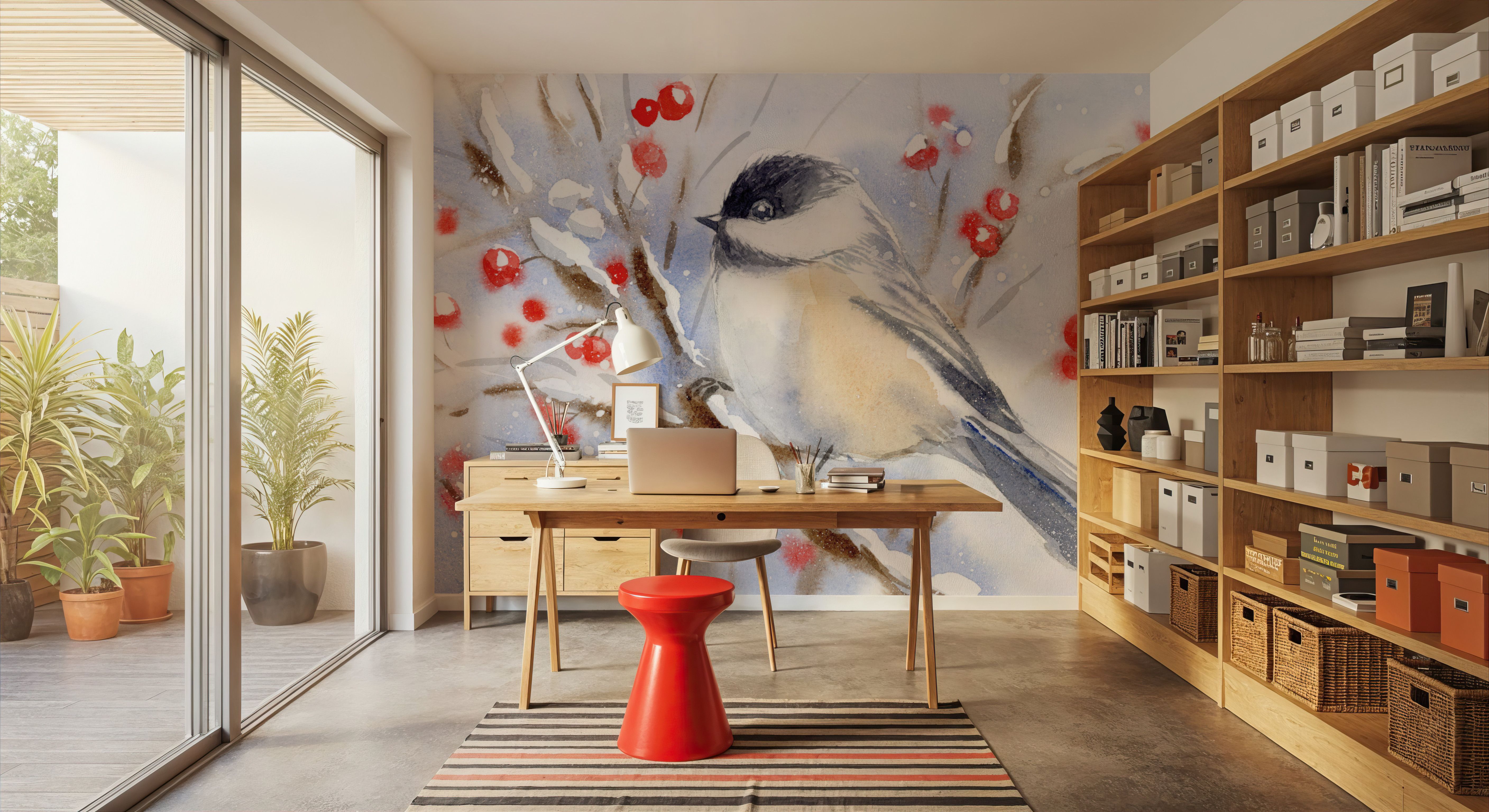 Watercolor Chickadee, Wallpaper