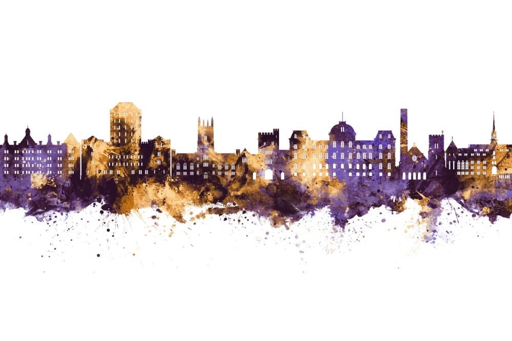 Poughkeepsie New York Skyline  Purple & Gold