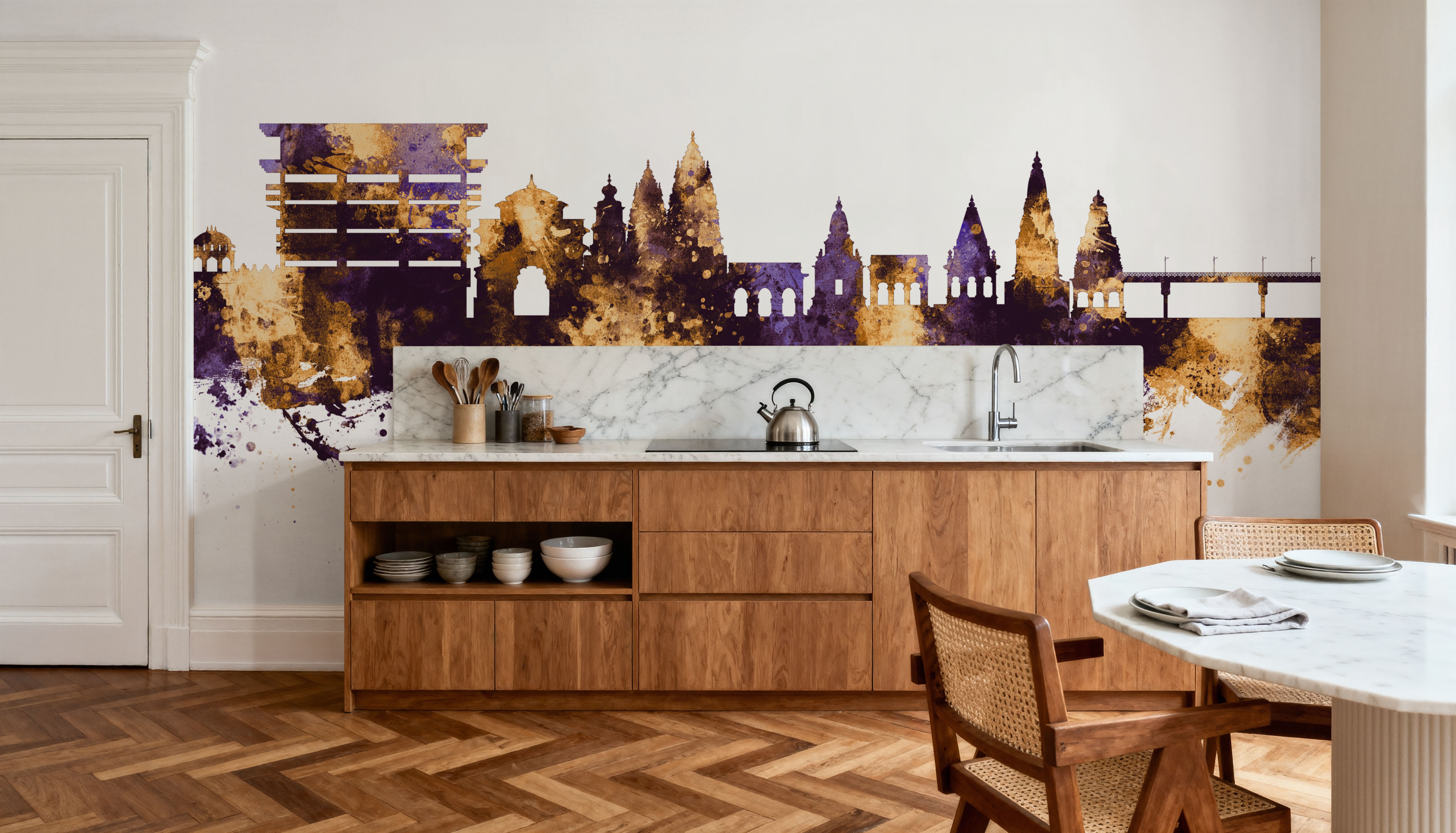Pandharpur India Skyline Purple & Gold