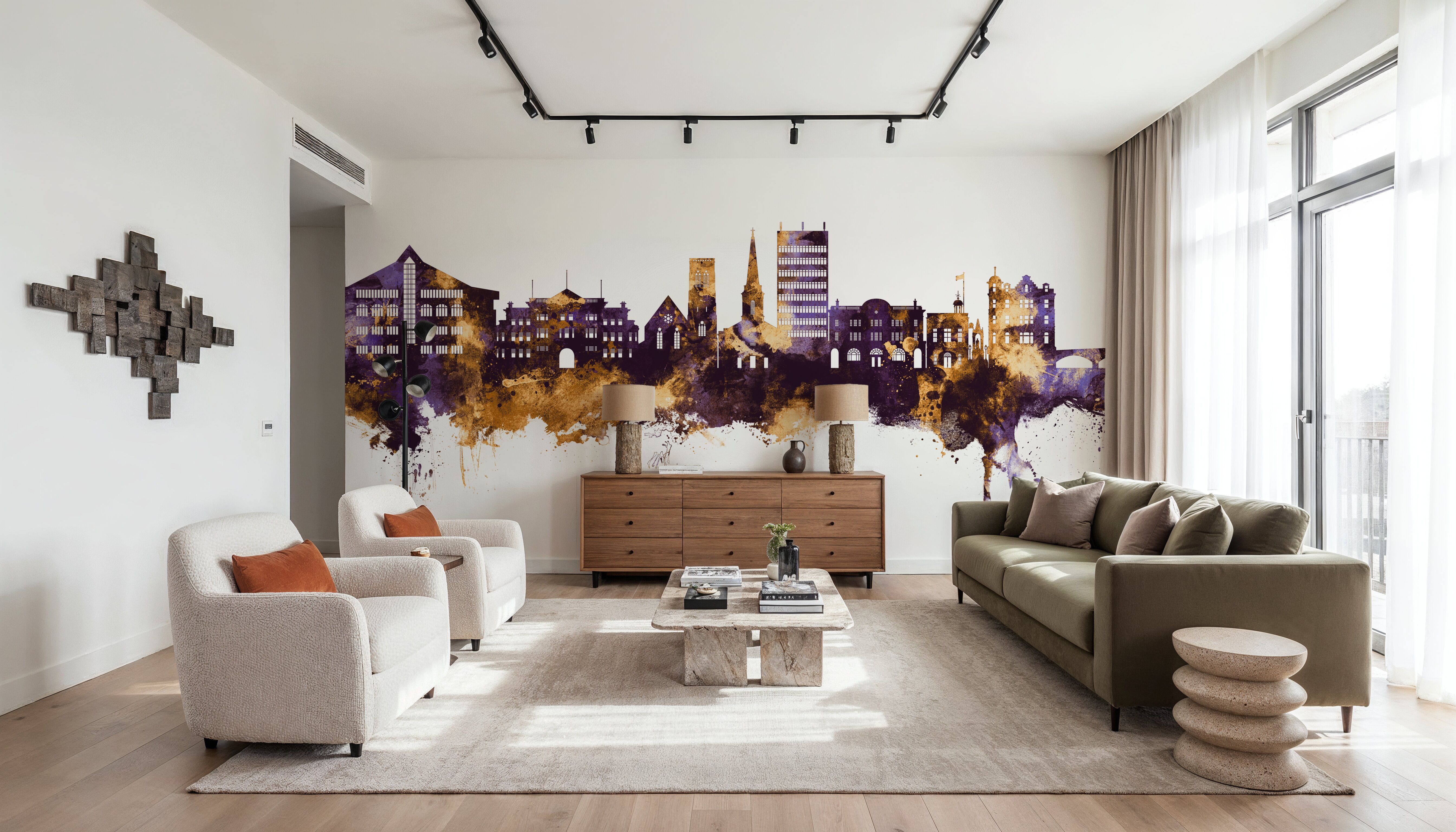 Maidstone England Skyline Purple & Gold