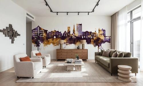 Maidstone England Skyline Purple & Gold