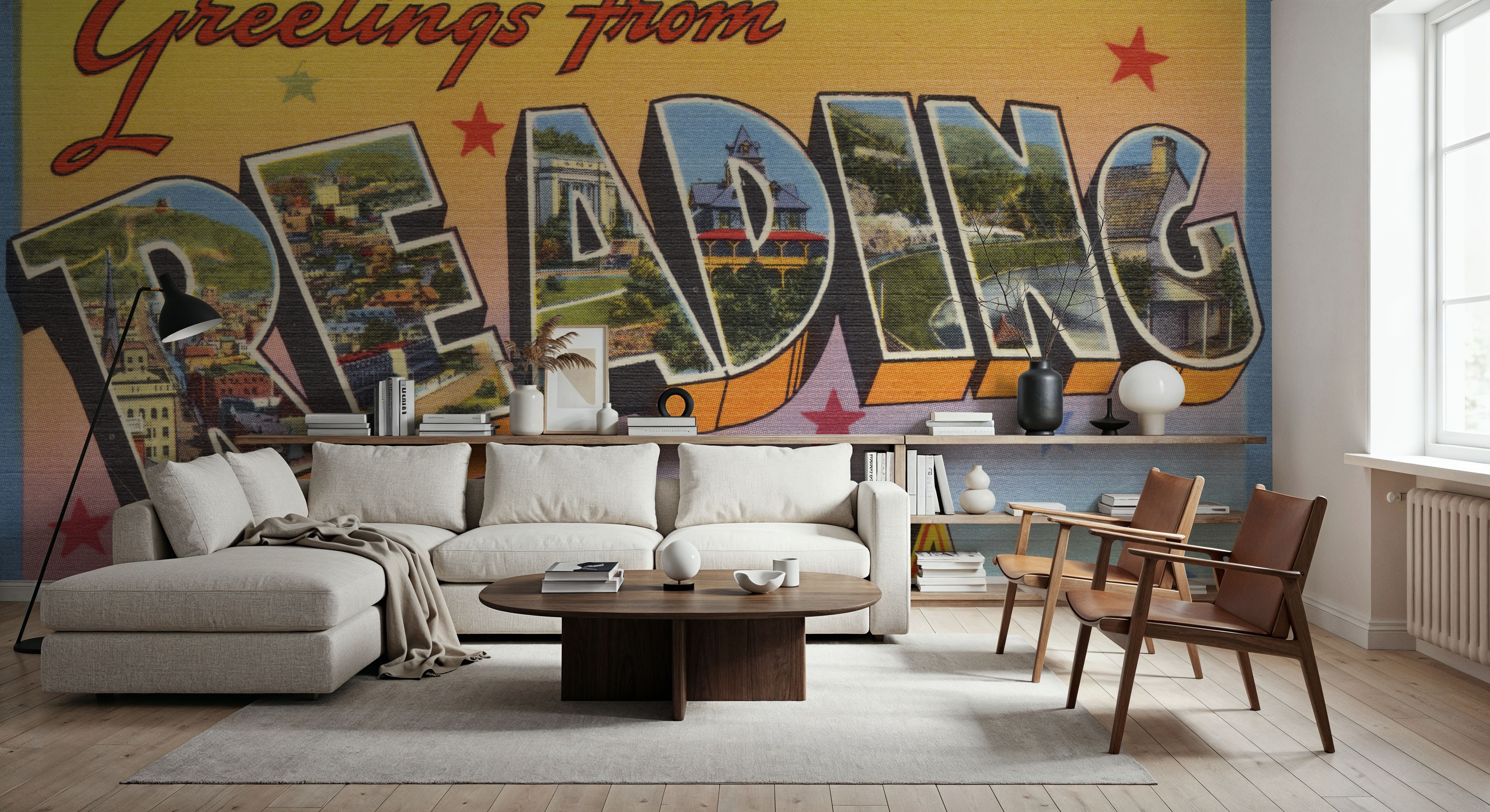 Greetings from Reading - Screenprint Postcard, Wallpaper