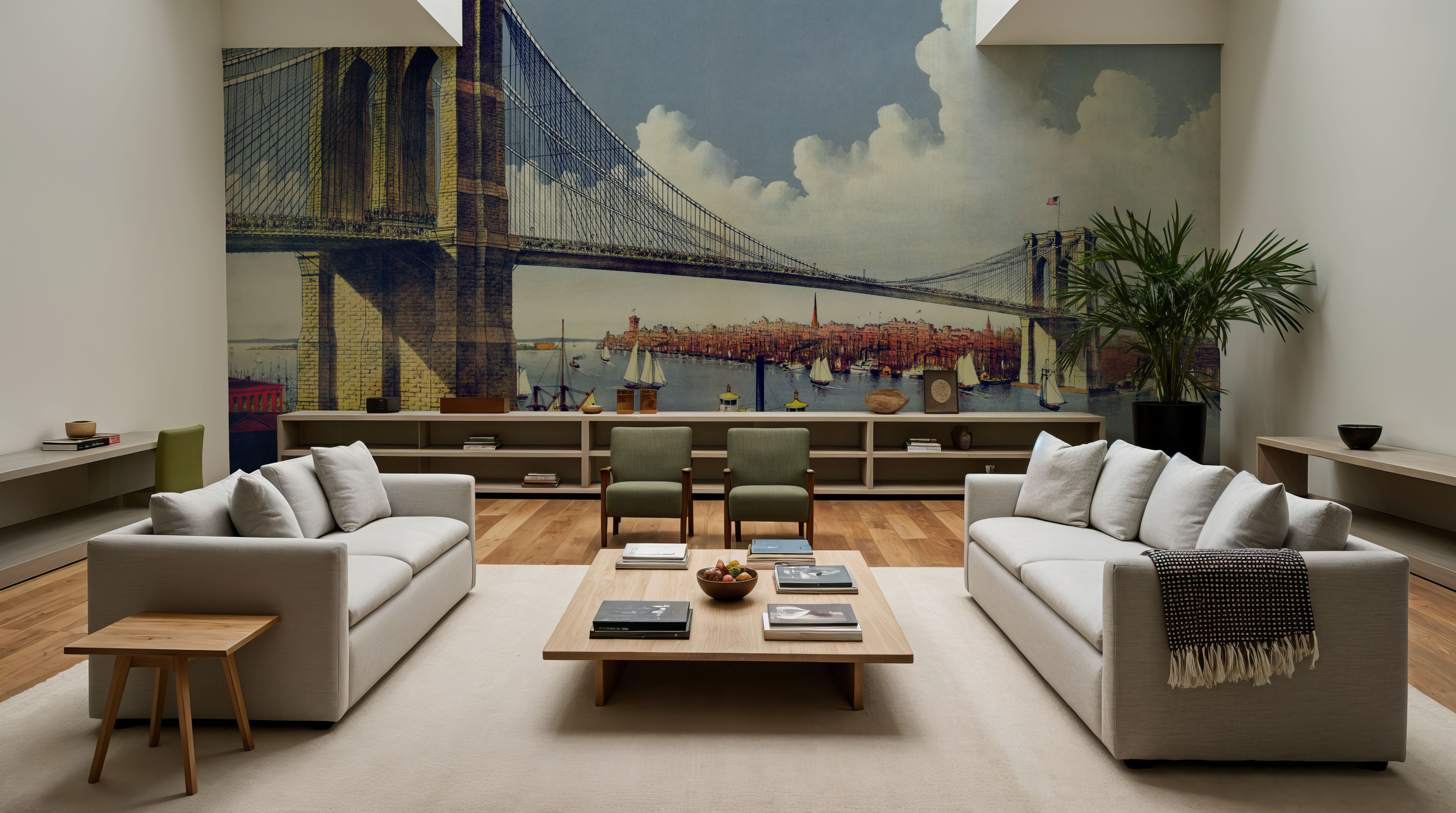 Vintage Illustration of East River Bridge, New York