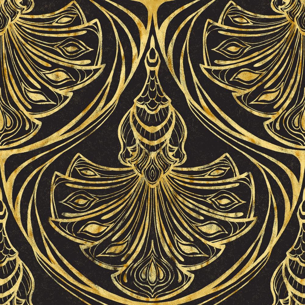 Art Deco Peacock Scallops, Night