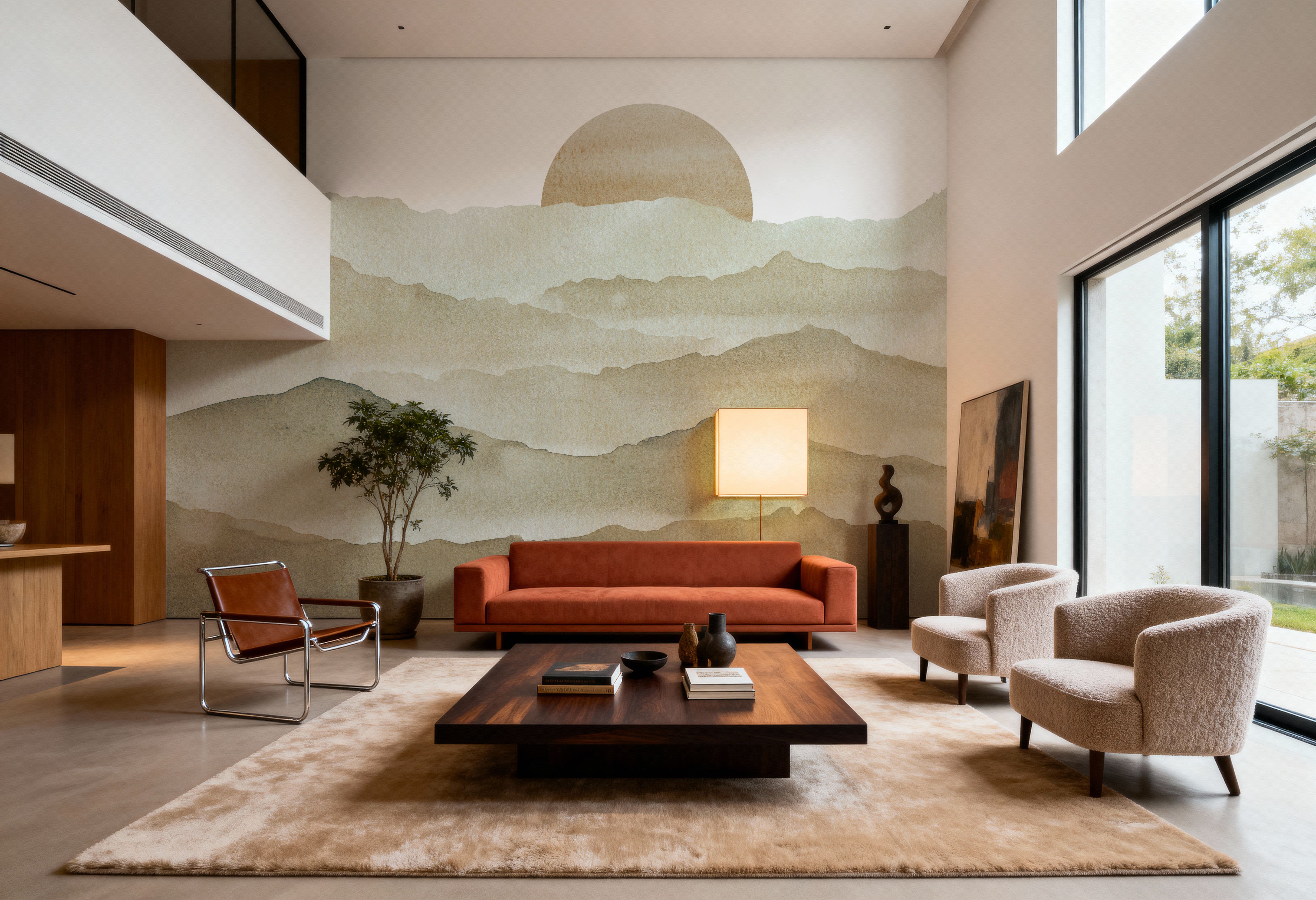 Sunrise Mountain View, Beige, Wallpaper