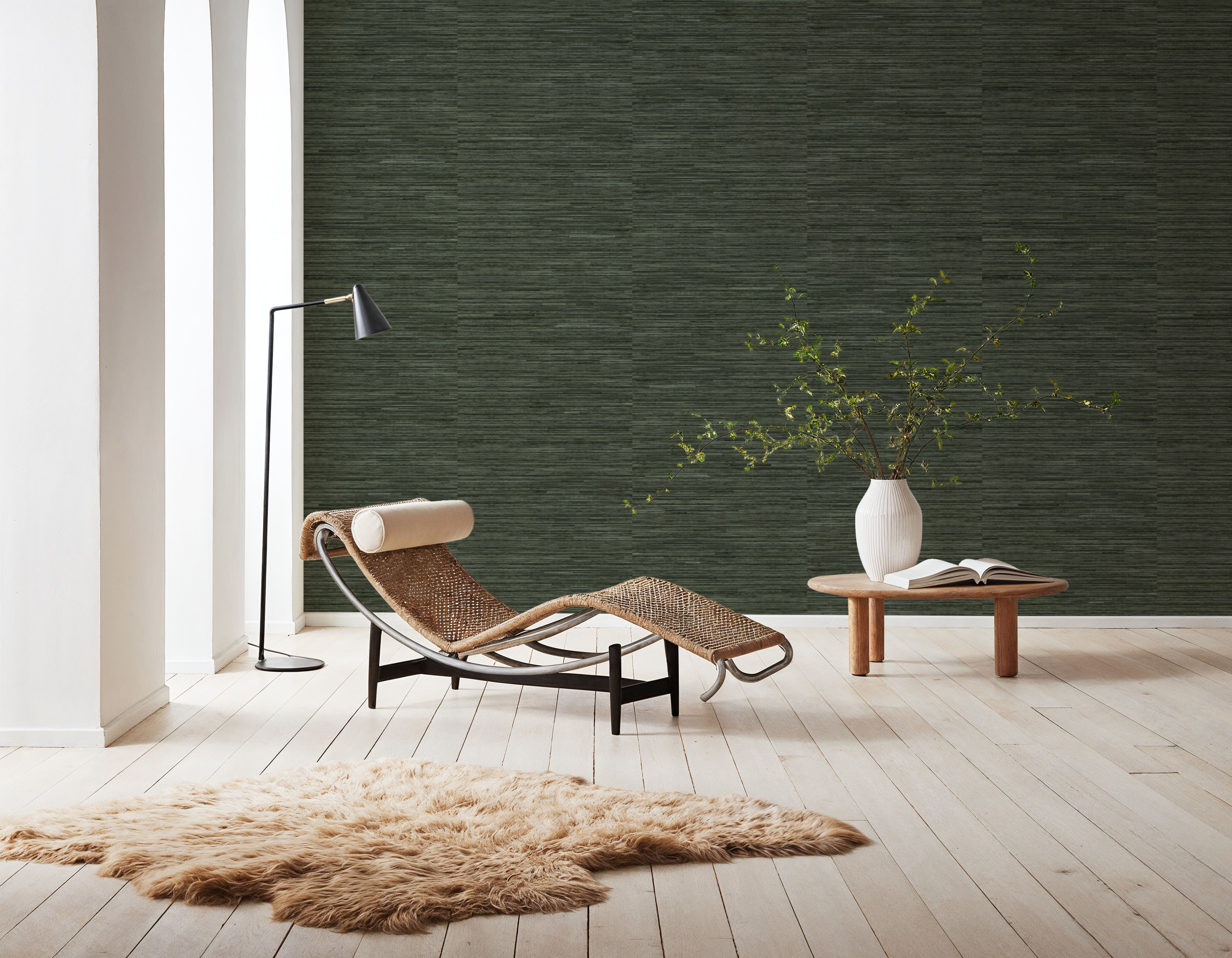 Faux Grasscloth with Visible Seams, Evergreen
