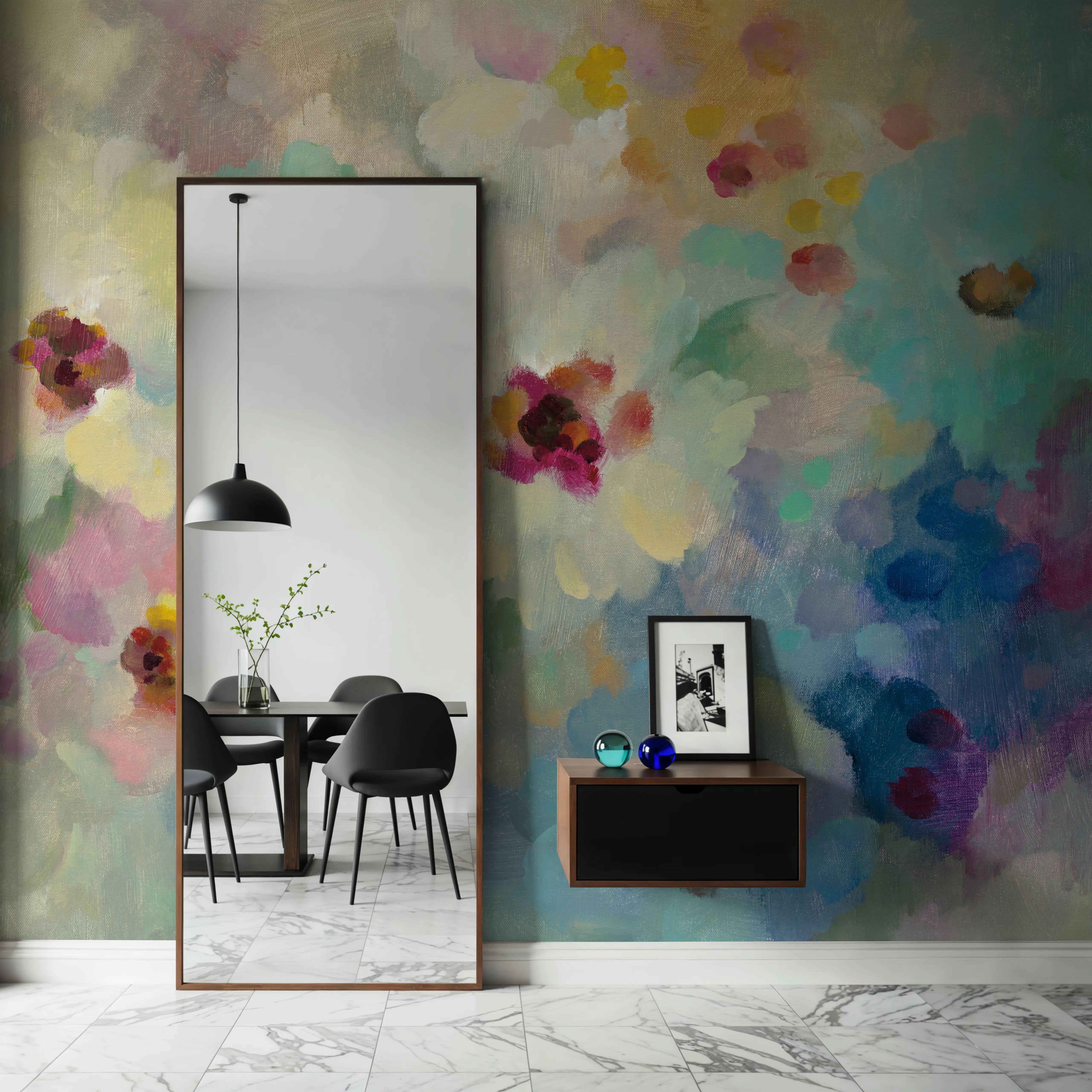 Fotobehang - Floral Extravaganza - Abstract Kunst Natuur Mural - Gangtrappen - Wallism België - Zelfklevend of Vliesbehang