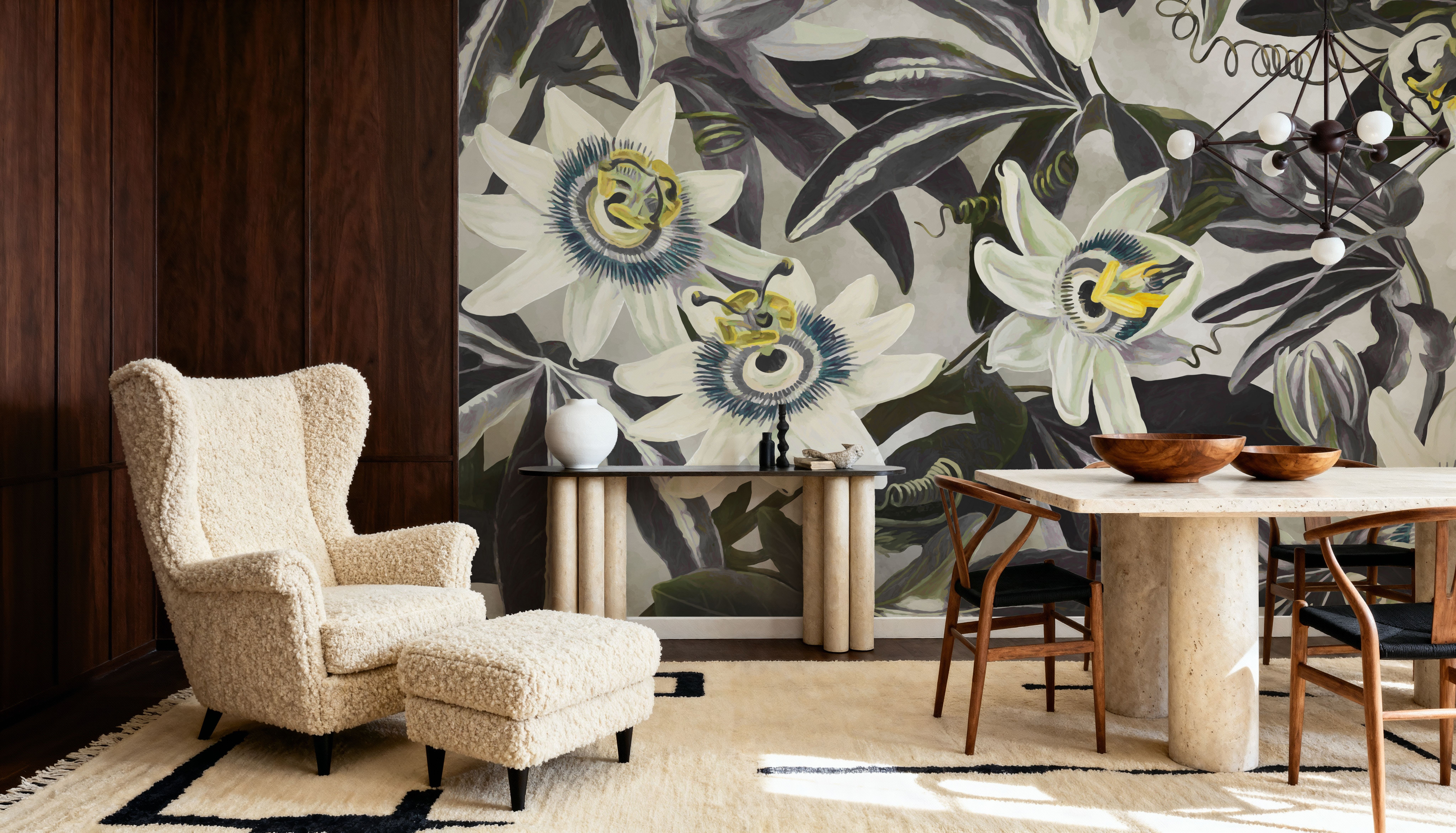 White Passiflora Yellow Green