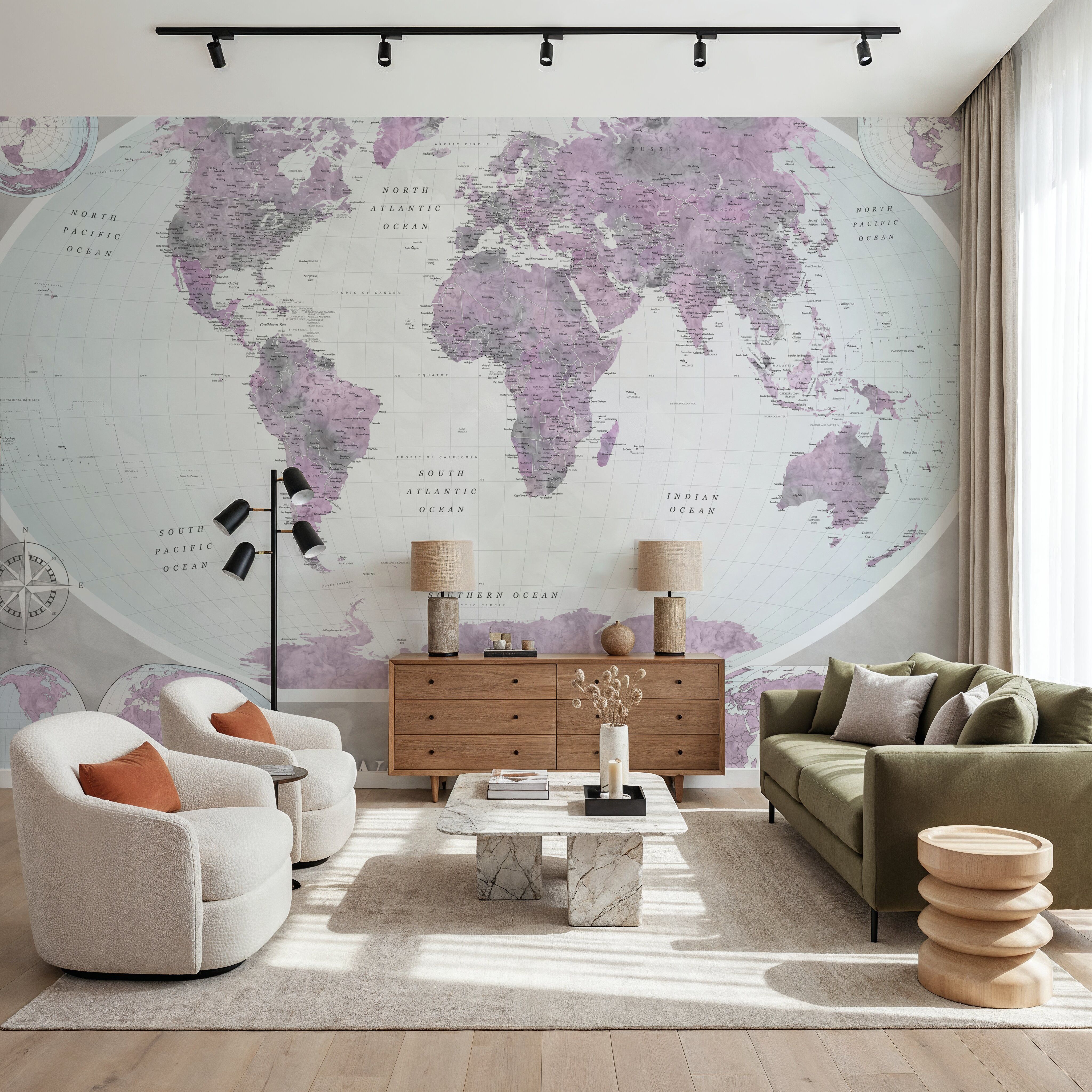 World Map Atlas Purple