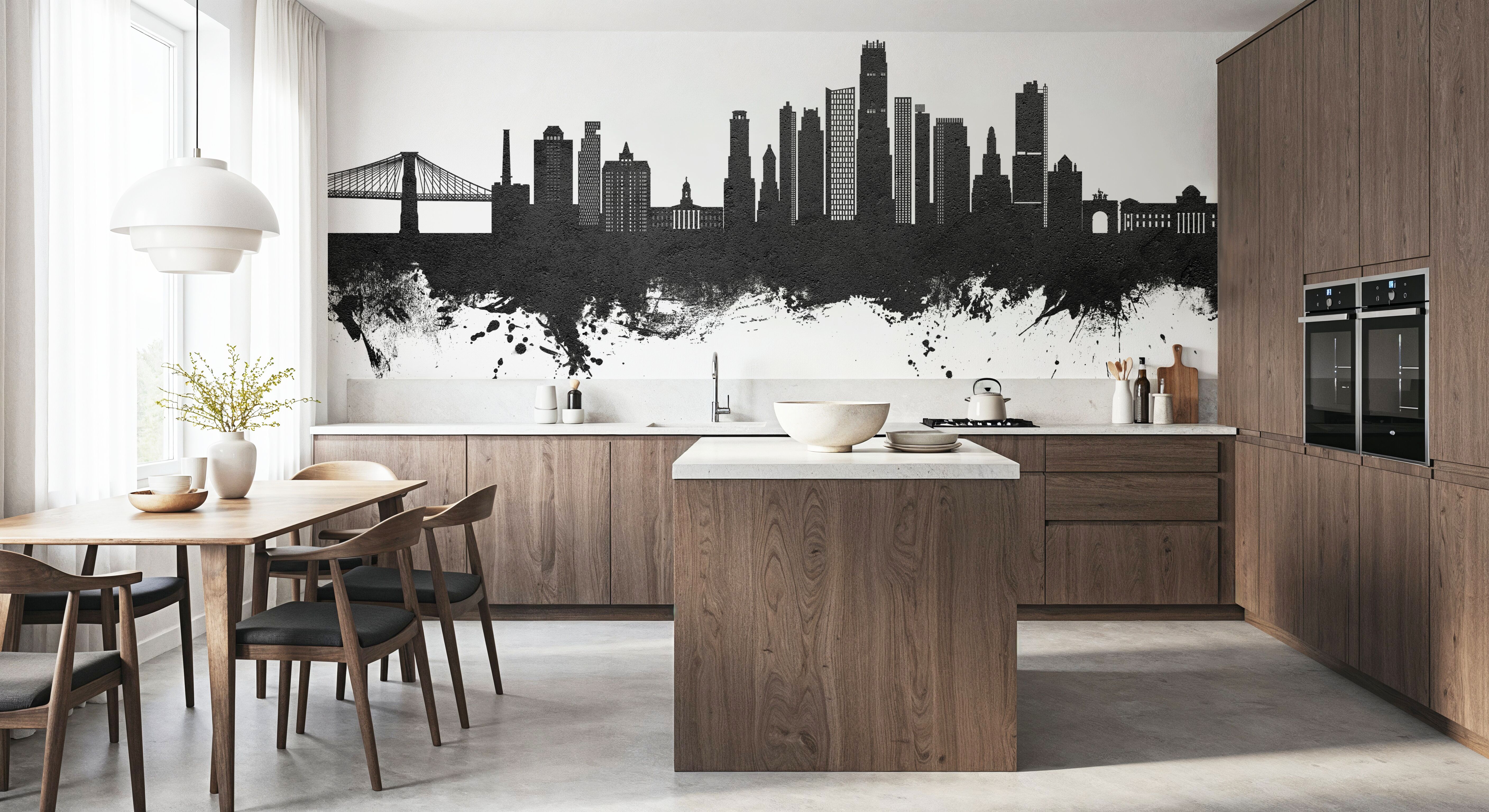 Brooklyn New York Skyline Black & White, Wallpaper