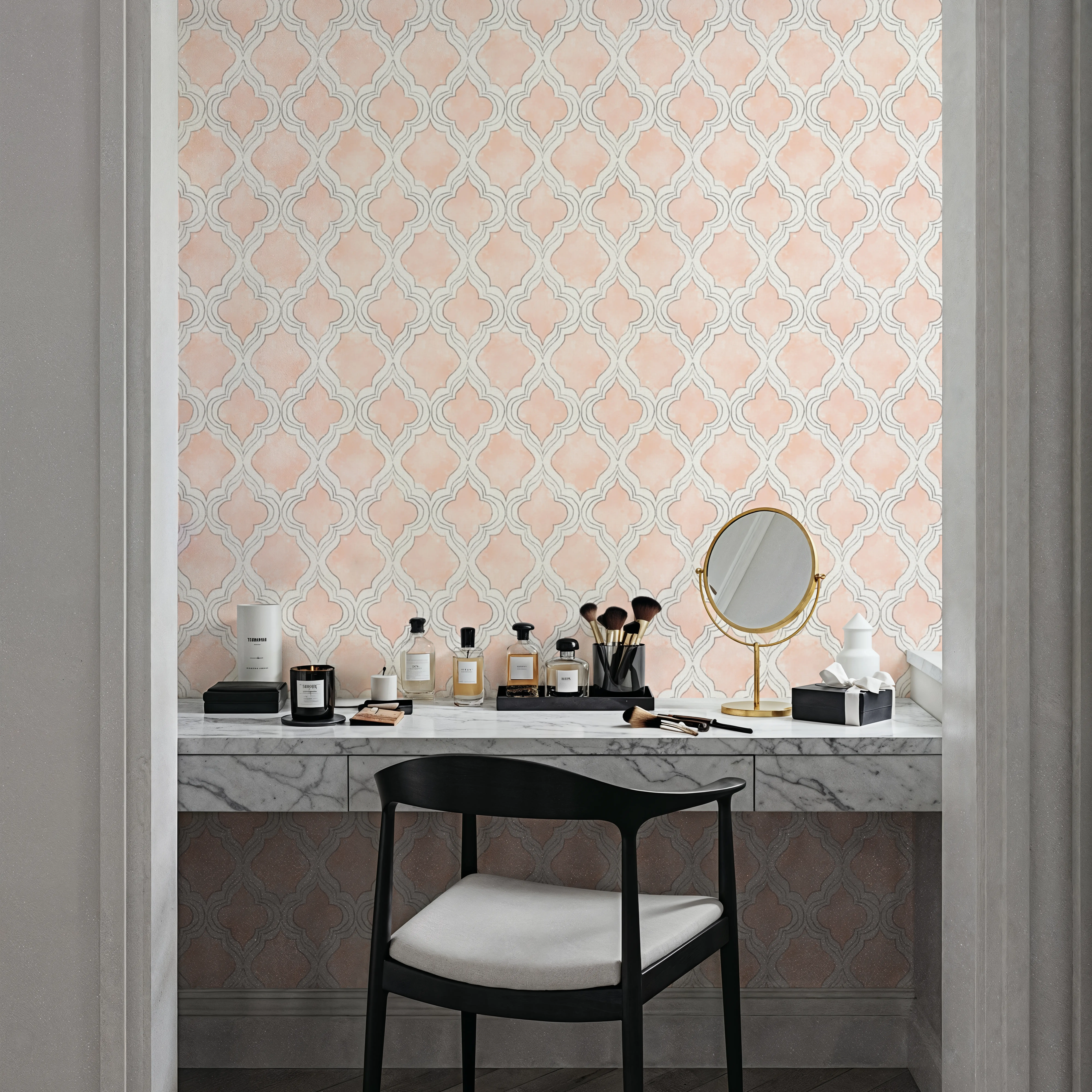 Behang - Organic Lines Beige - Spalieren - Roze - Slaapkamers - Wallism België - Zelfklevend of Vliesbehang
