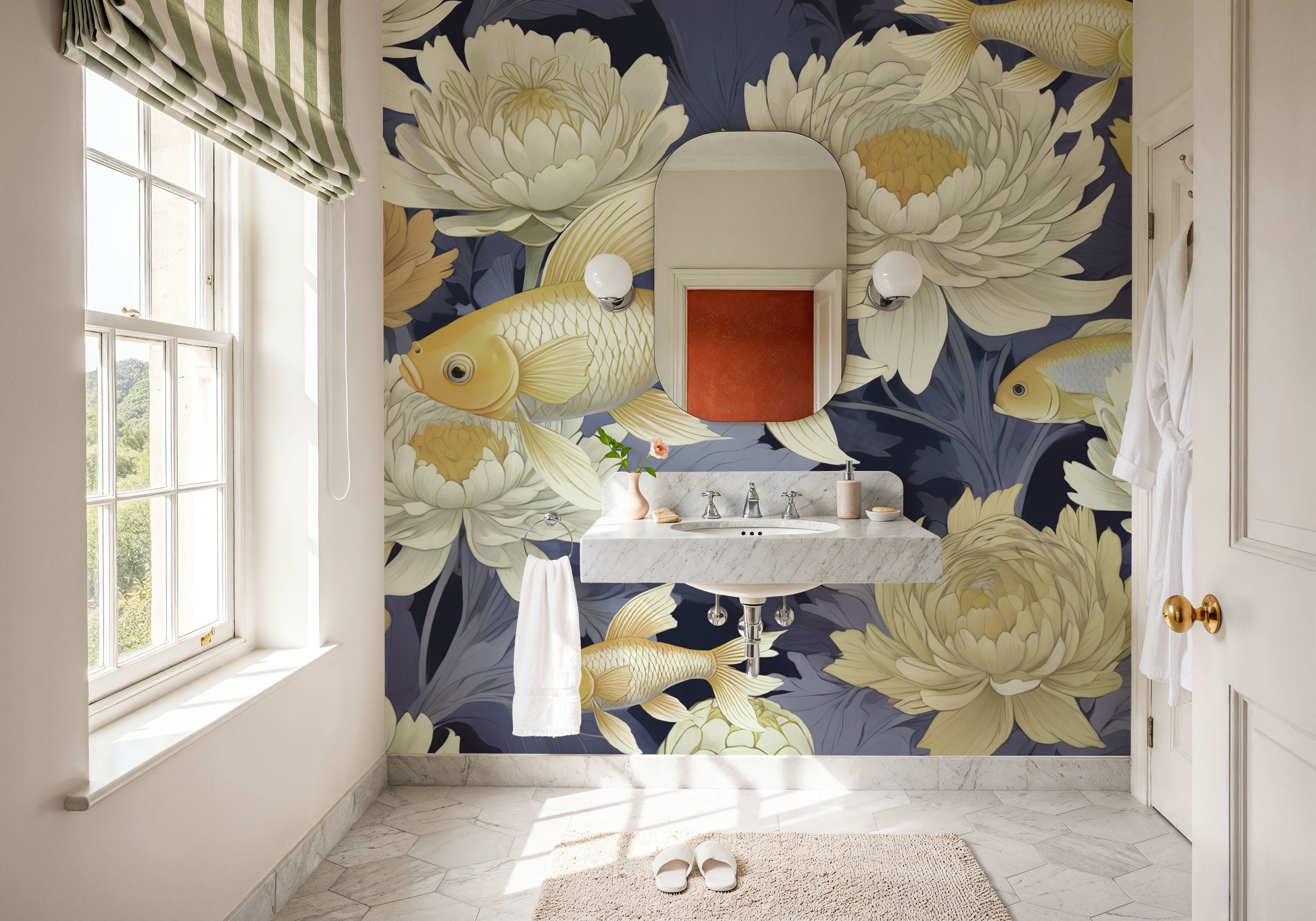 Dancing Fish, Yellow on Purple