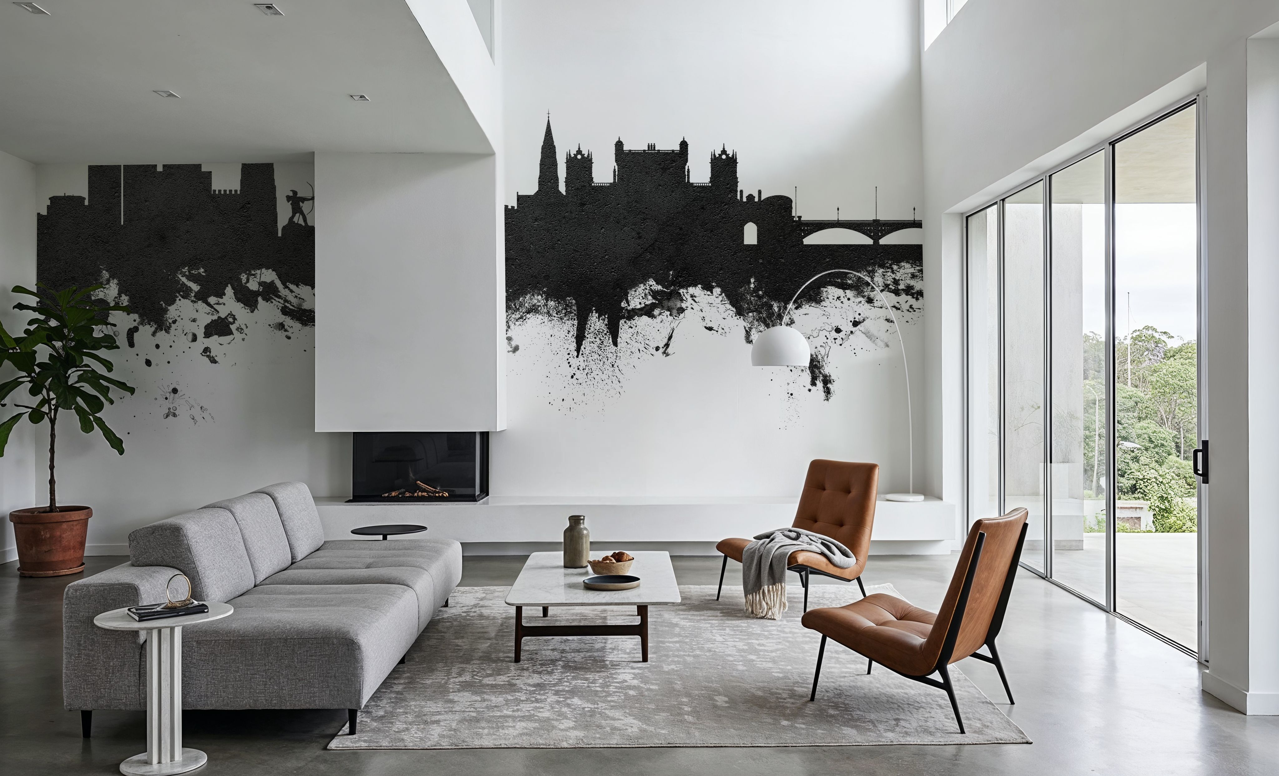 Nottingham England Skyline Black & White