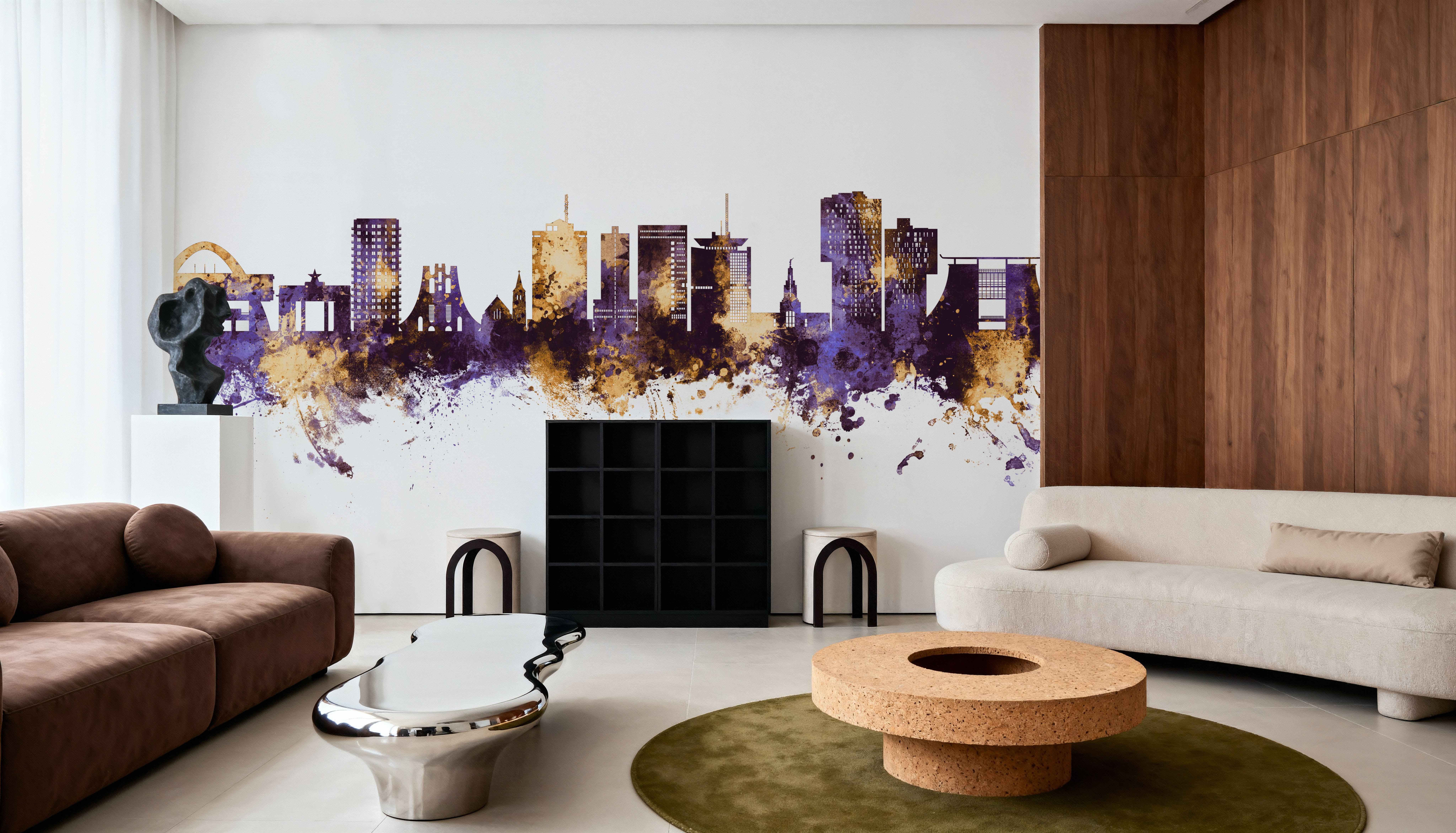 Accra Ghana Skyline Purlpe & Gold, Wallpaper