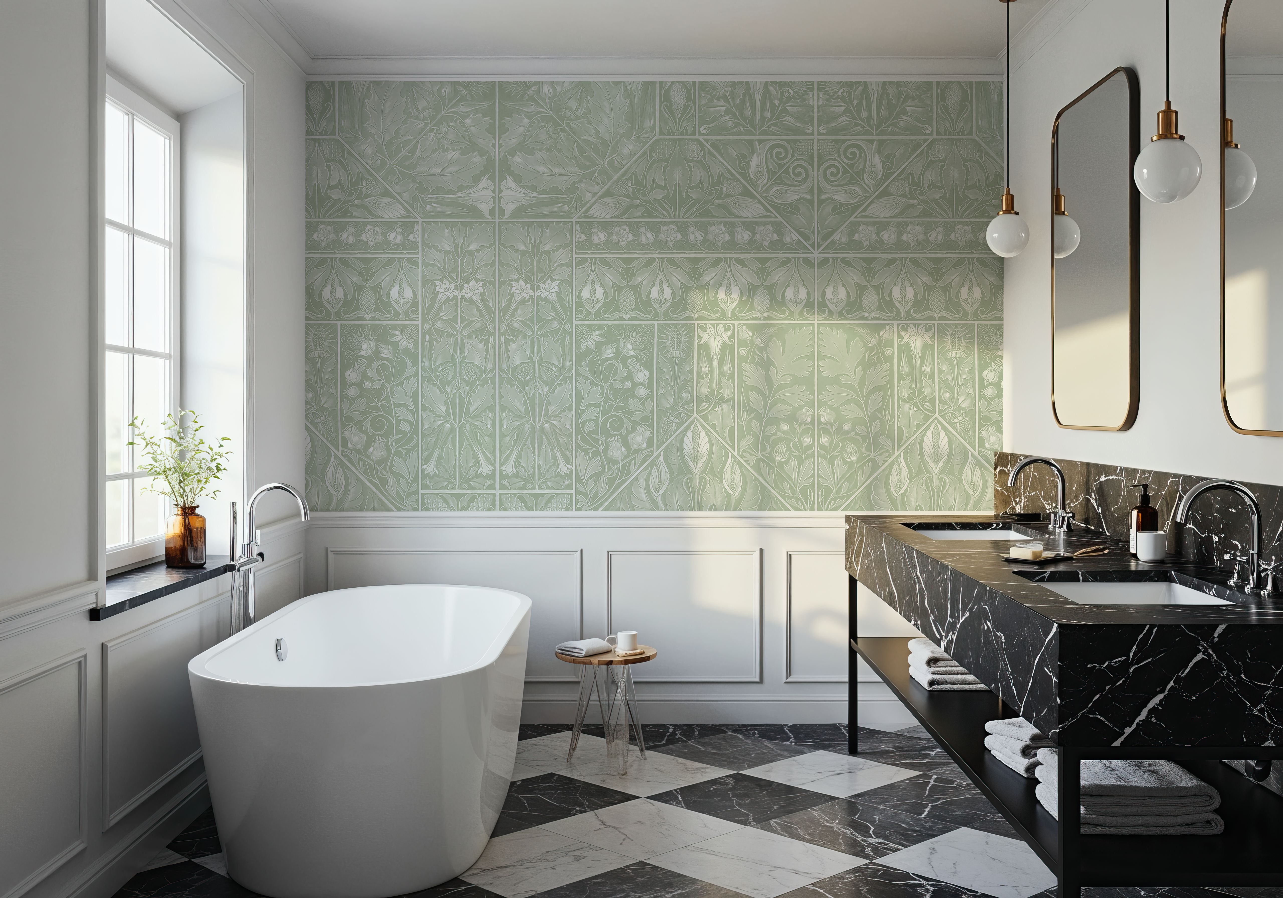 Floral Mood Green, Wallpaper