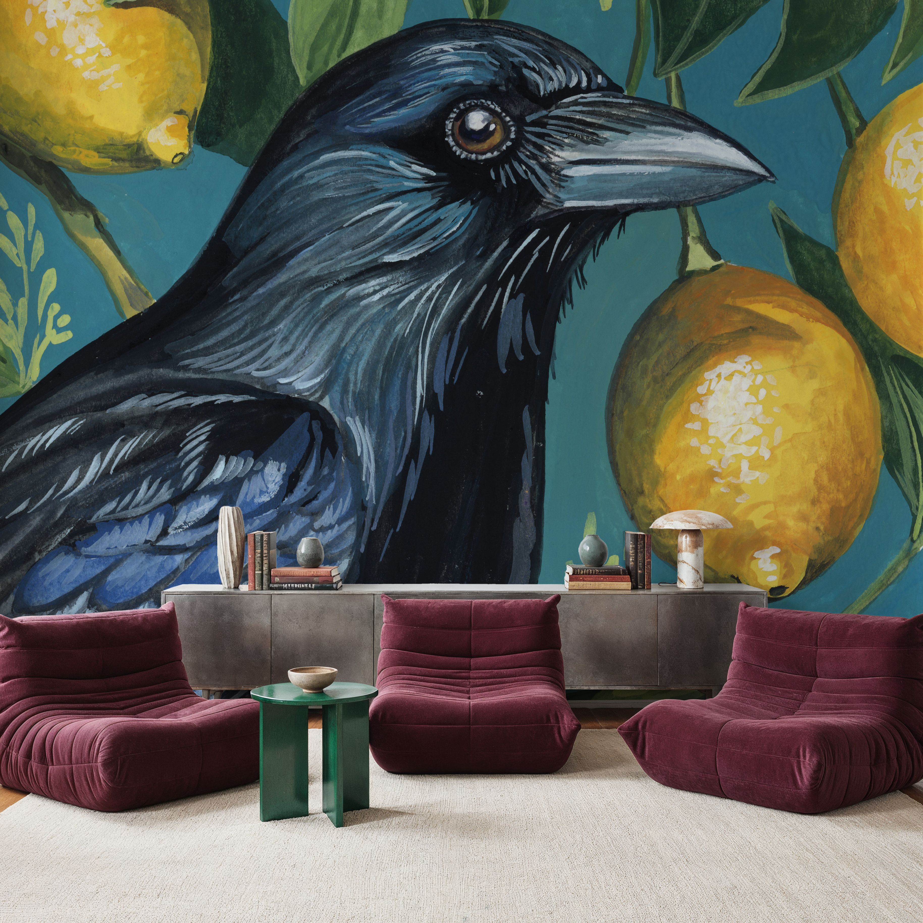 Crow With Lemon Backdrop