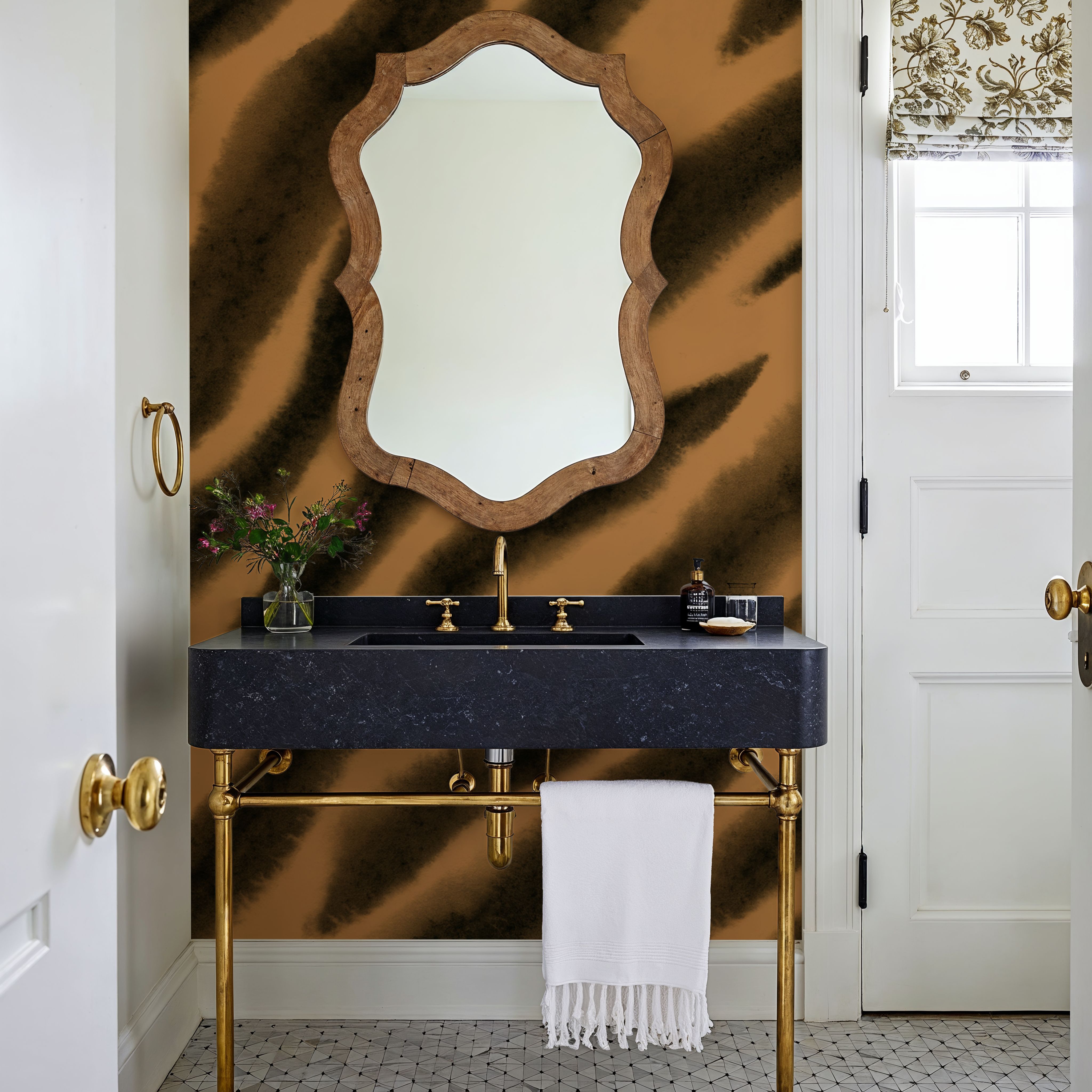 Watercolor Tiger Stripes, Warm, Tapet