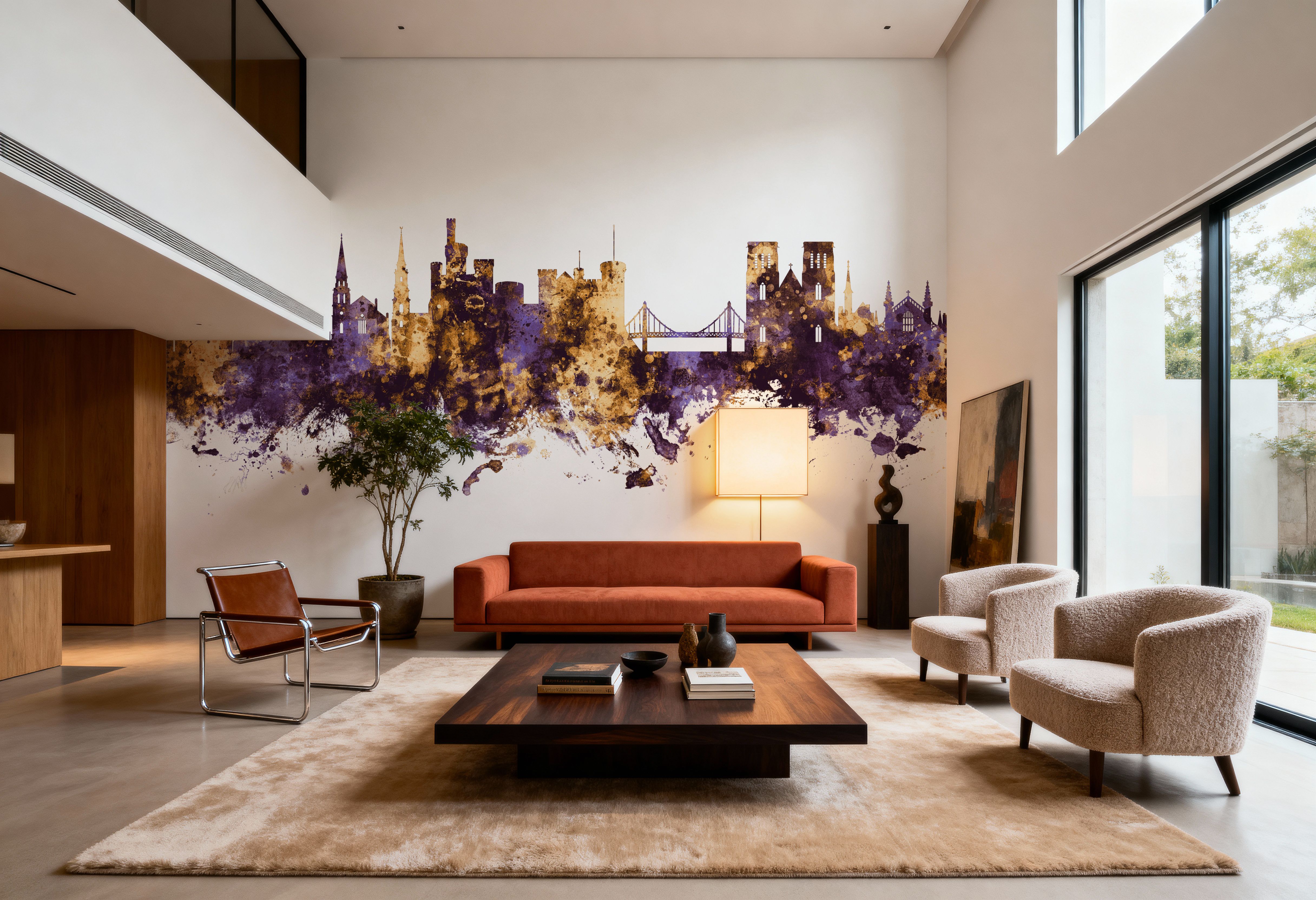 Inverness Scotland Skyline Purple & Gold, Wallpaper