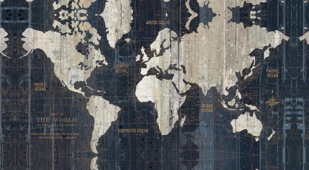 Old World Map Blue