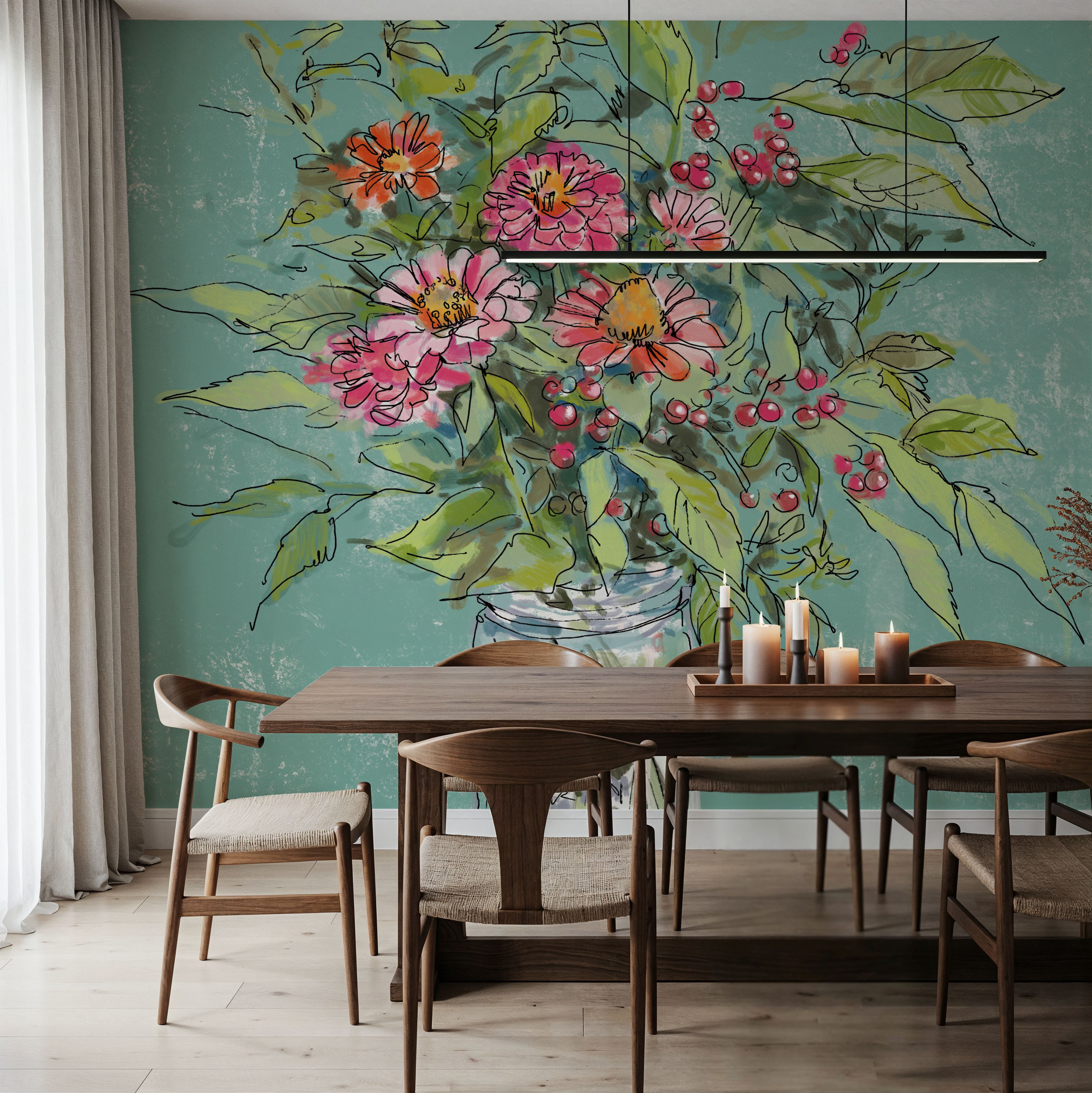 Zinnias in Glass Jar