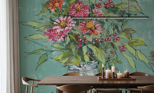 Zinnias in Glass Jar