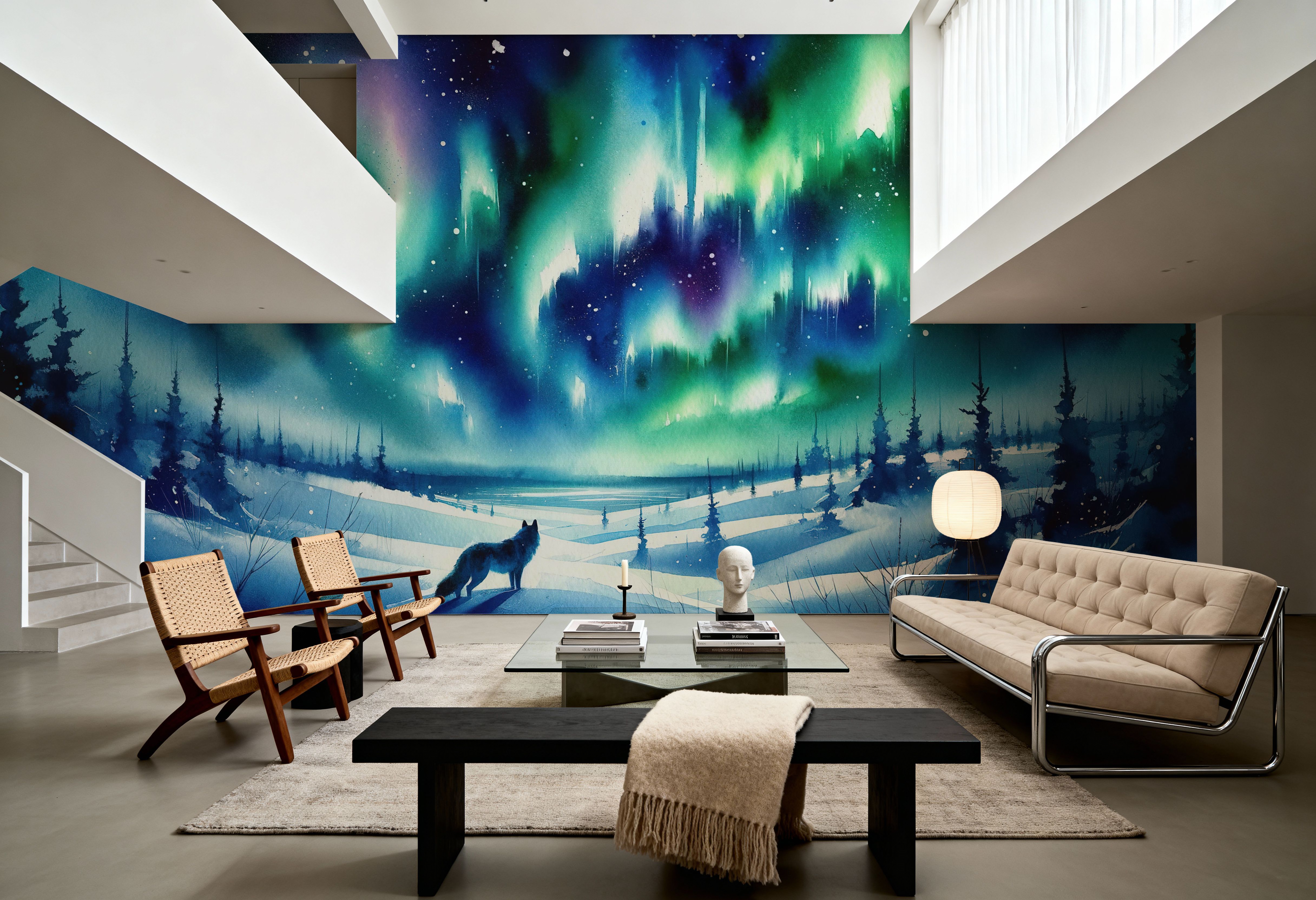 Arctic Fox and Northern Lights