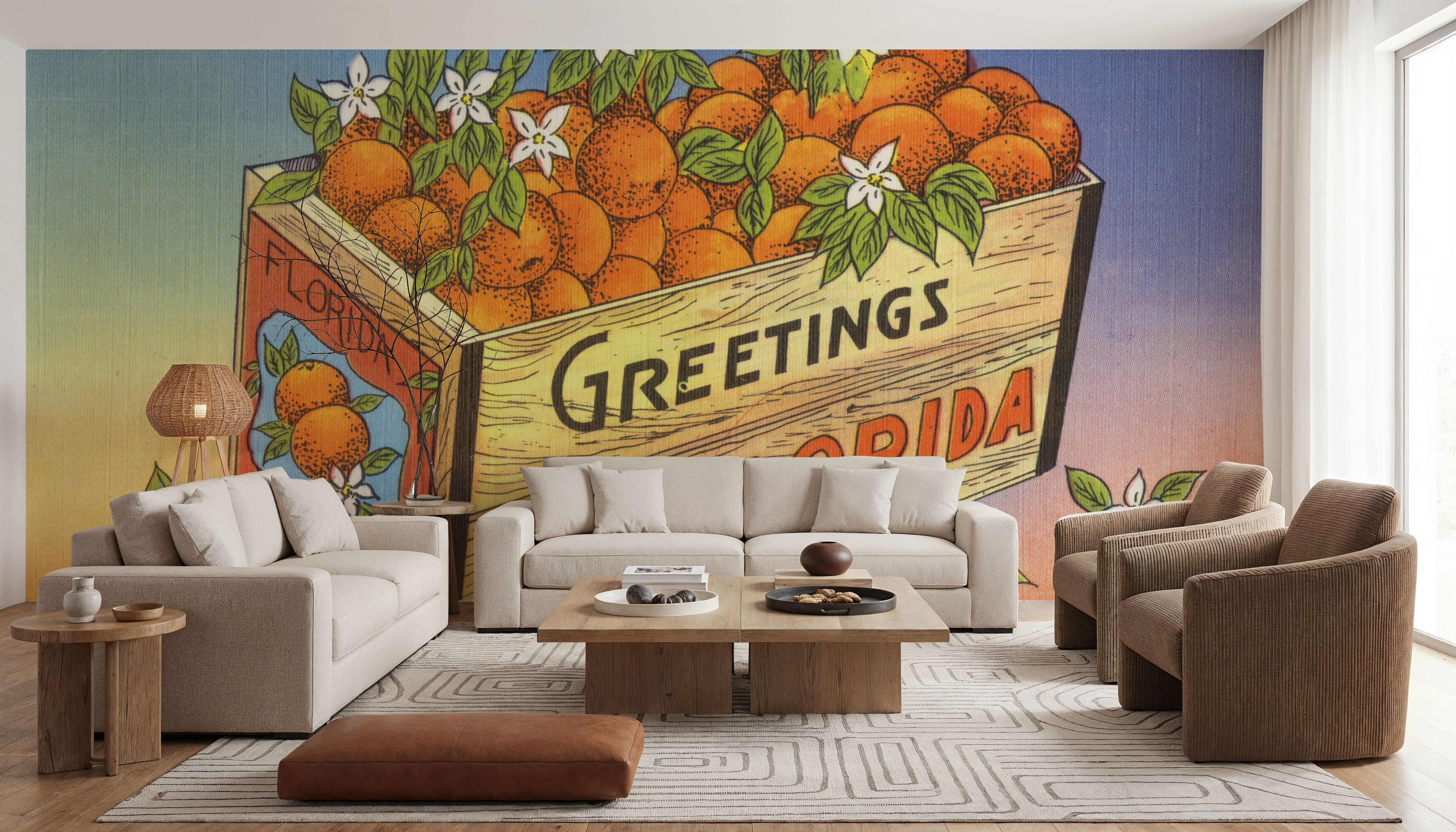 Greetings from Florida's Finest Oranges - Screenprint Postcard