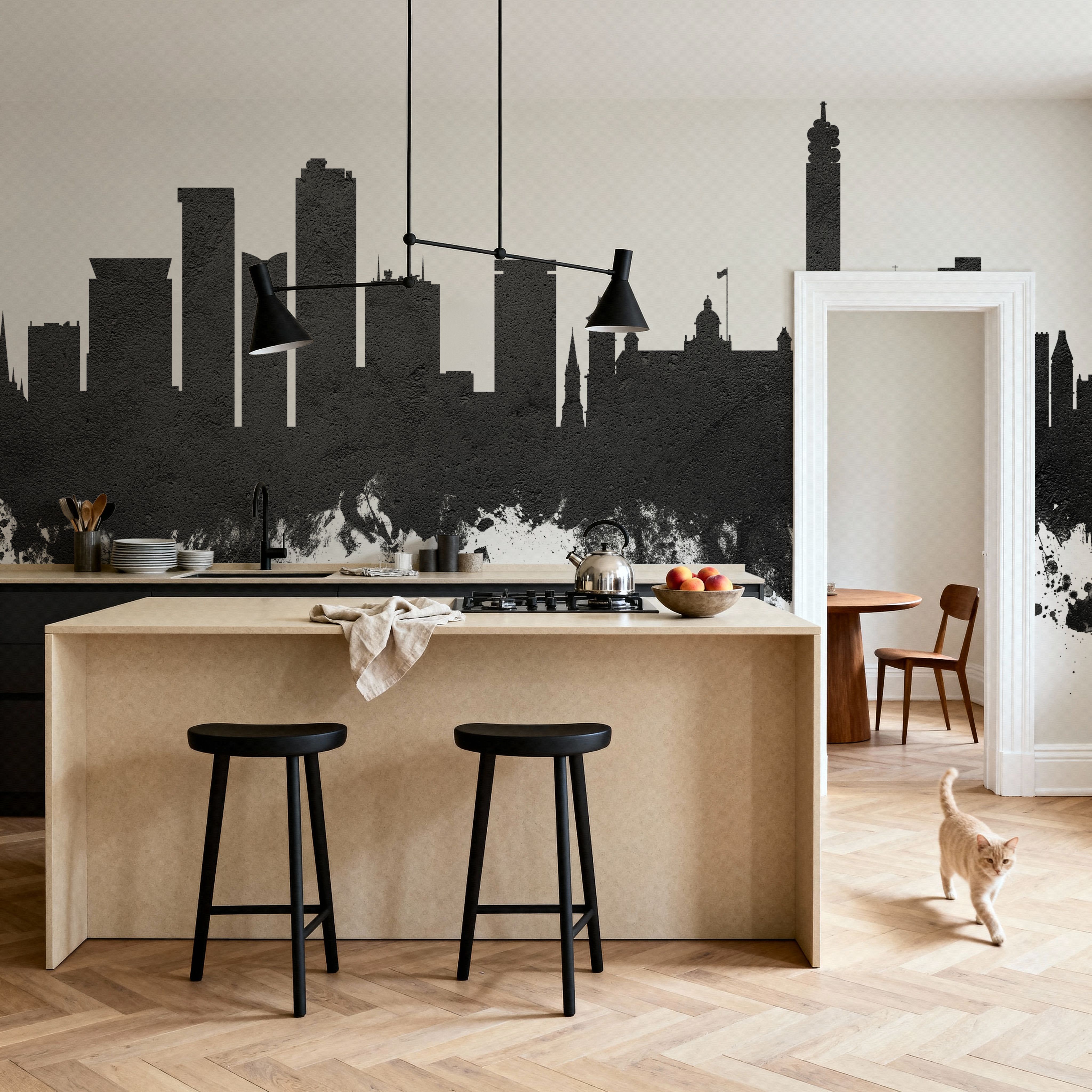 Birmingham England Skyline Black & White