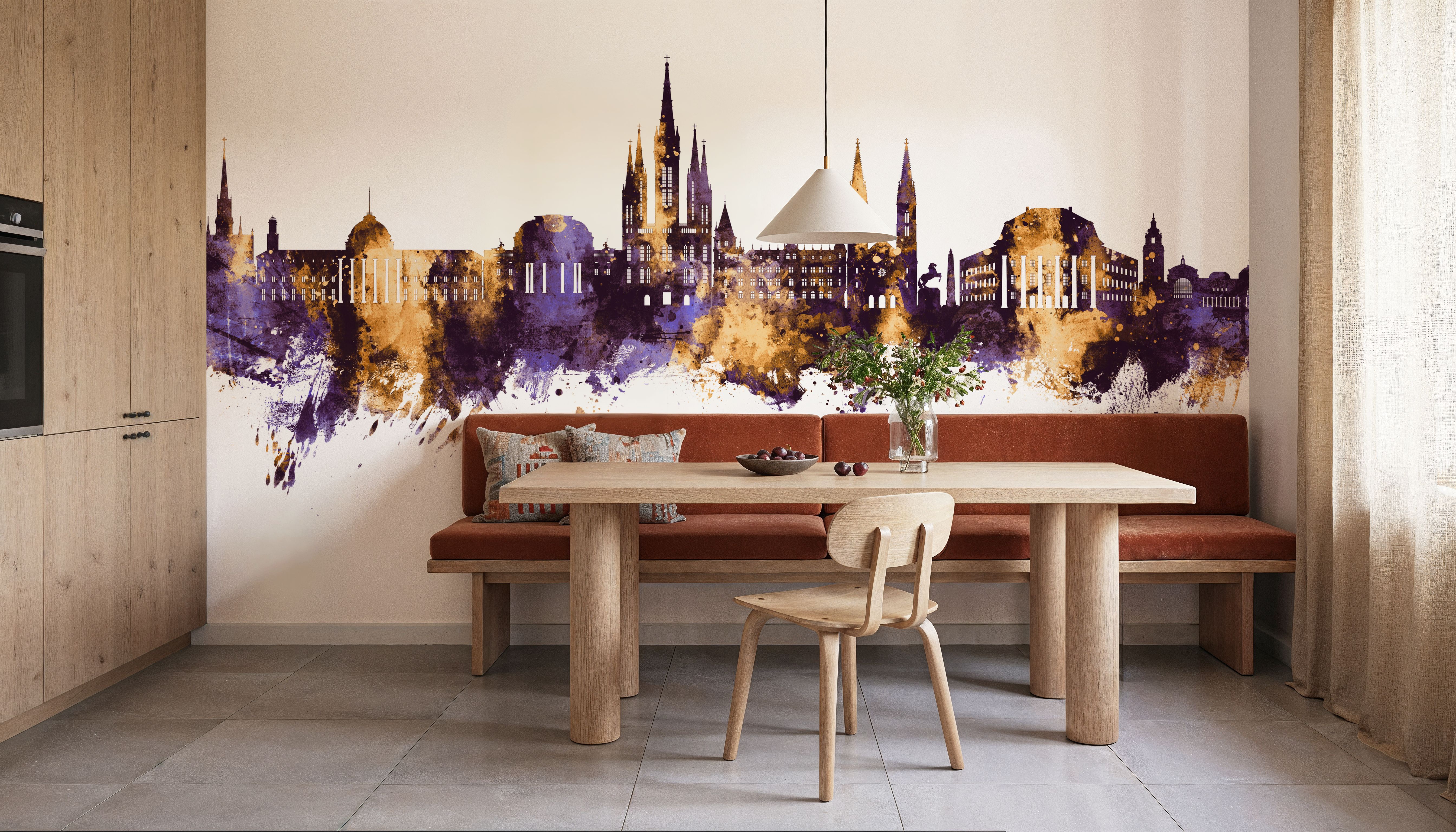 Weisbaden Germany Skyline Purple & Gold