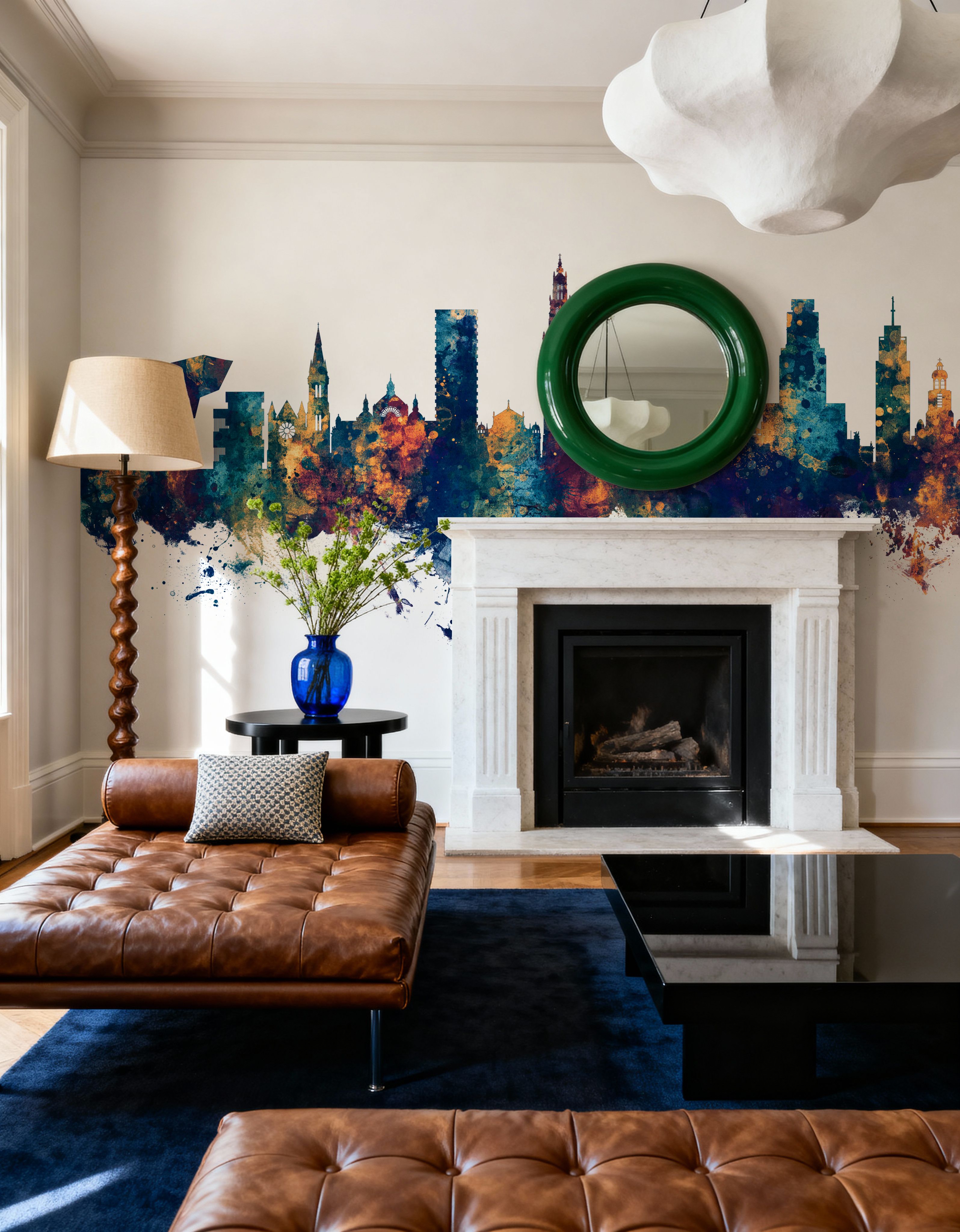 Antwerp Belgium Skyline Blue & Bronze