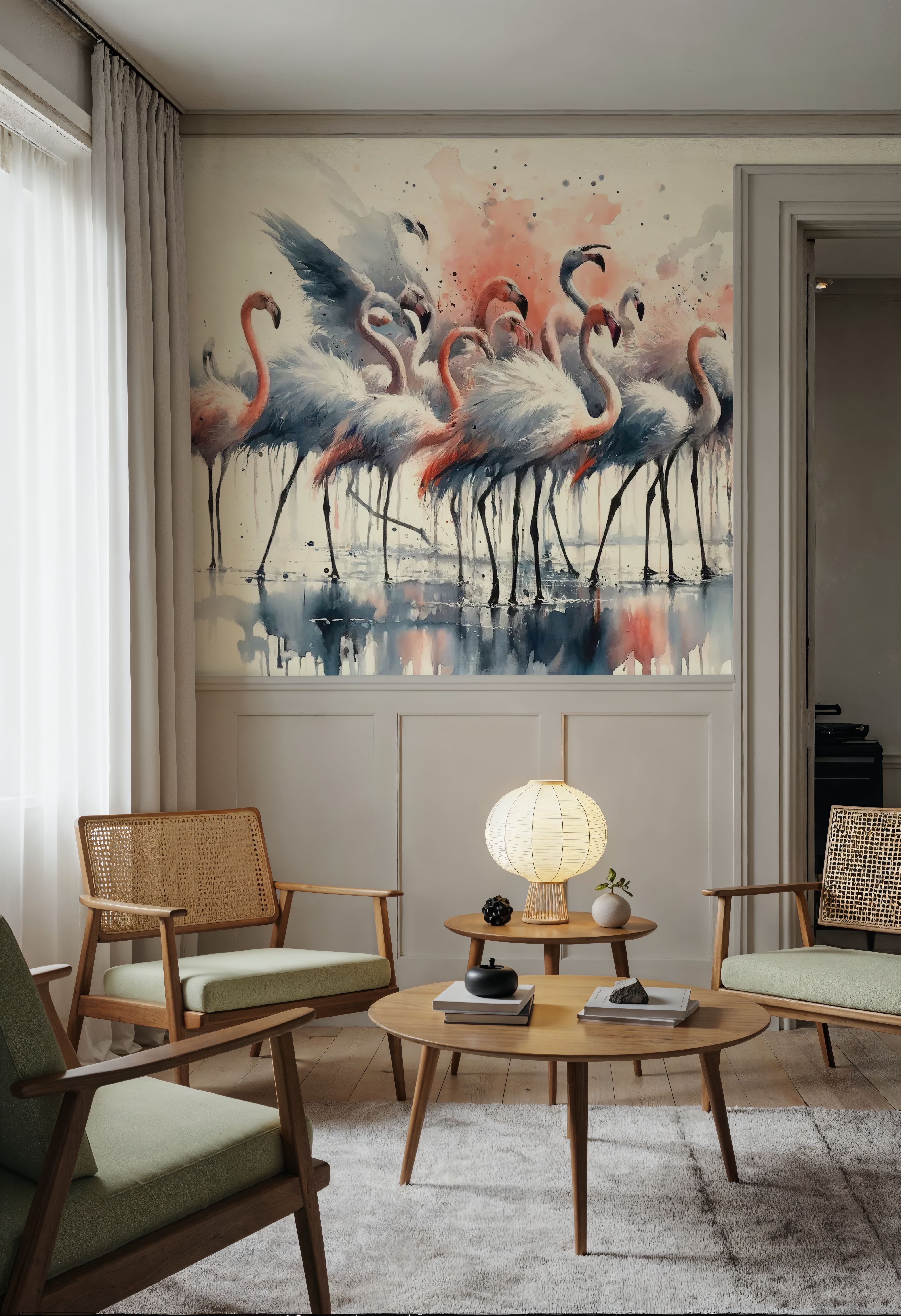 Elegance of Flamingos at Rest