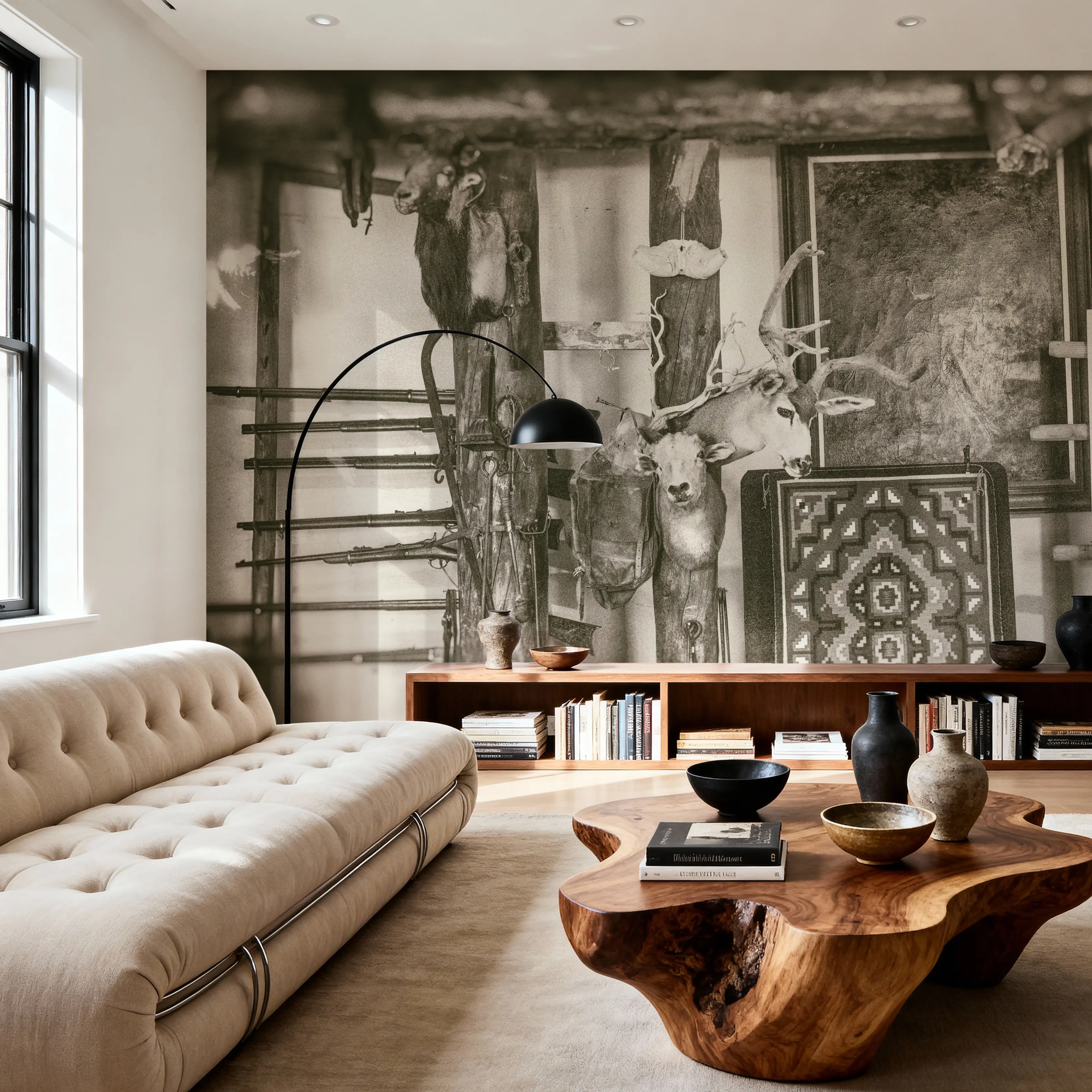 Papier Peint Panoramique - Old Trading Post - Folklorique Sauvage - Marron - Salle à manger - Wallism Belgique - Encollage au mur ou Autocollant