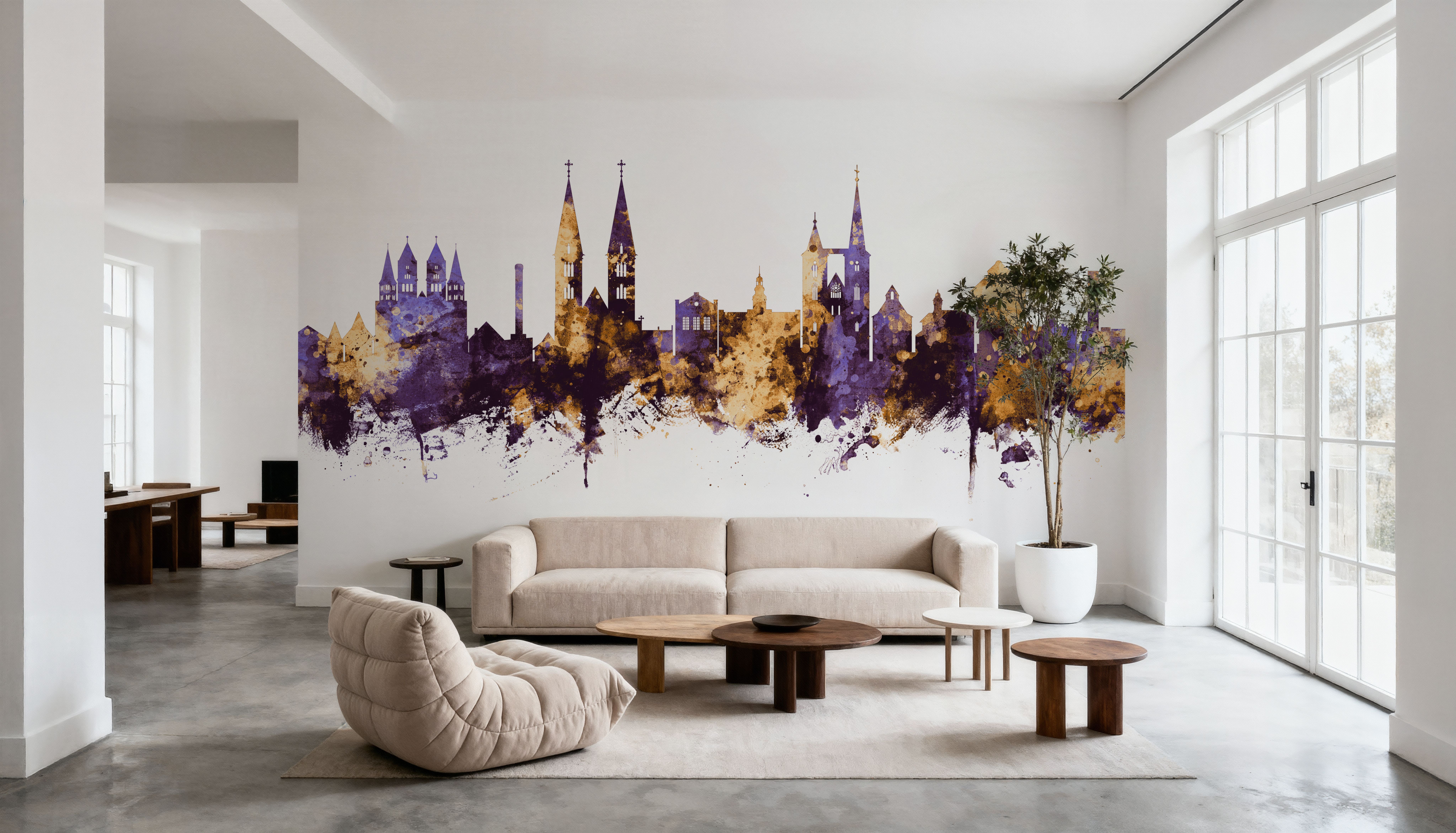 Halberstadt Germany Skyline Purple & Gold