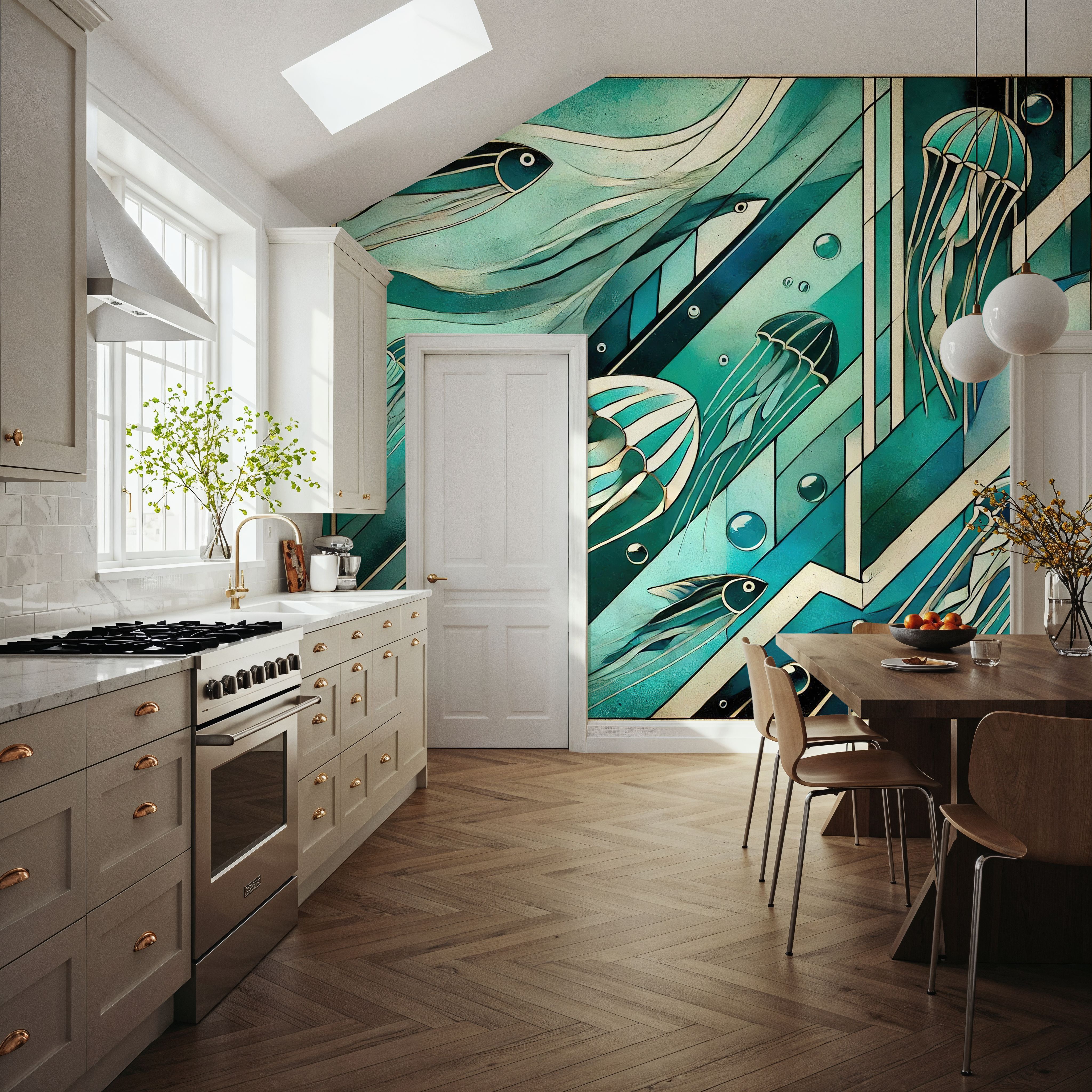 Oceanic Serenade Scene in Art Deco
