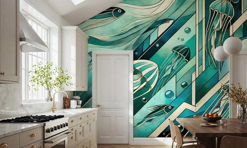 Oceanic Serenade Scene in Art Deco