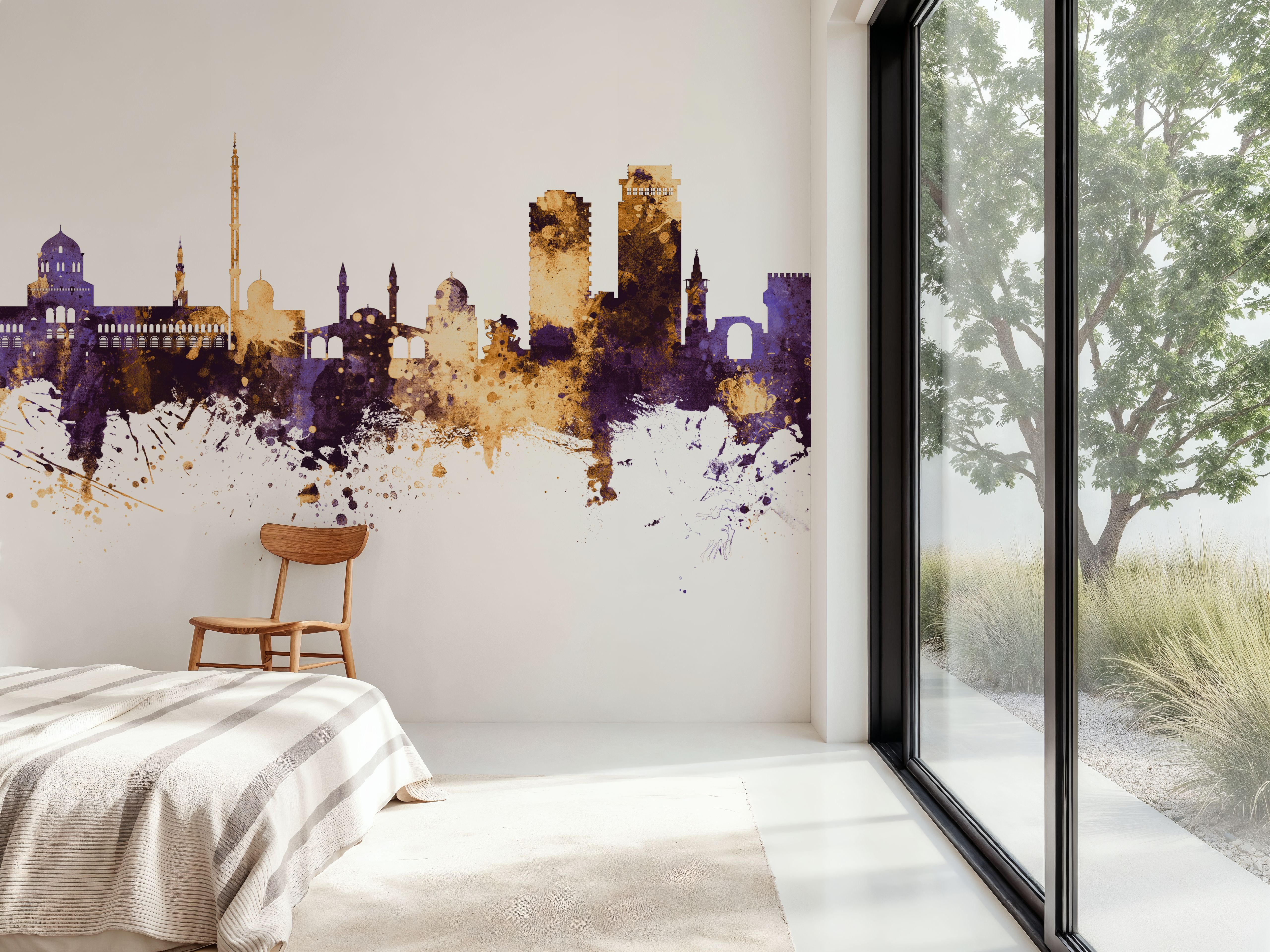 Damascus Syria Skyline Purple & Gold