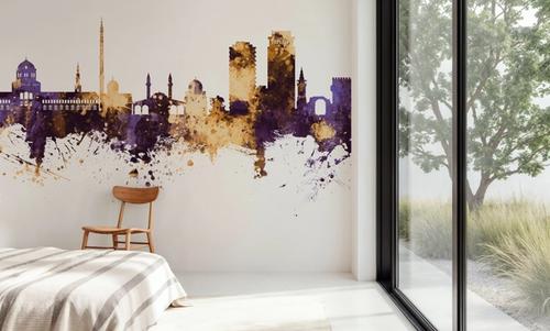 Damascus Syria Skyline Purple & Gold
