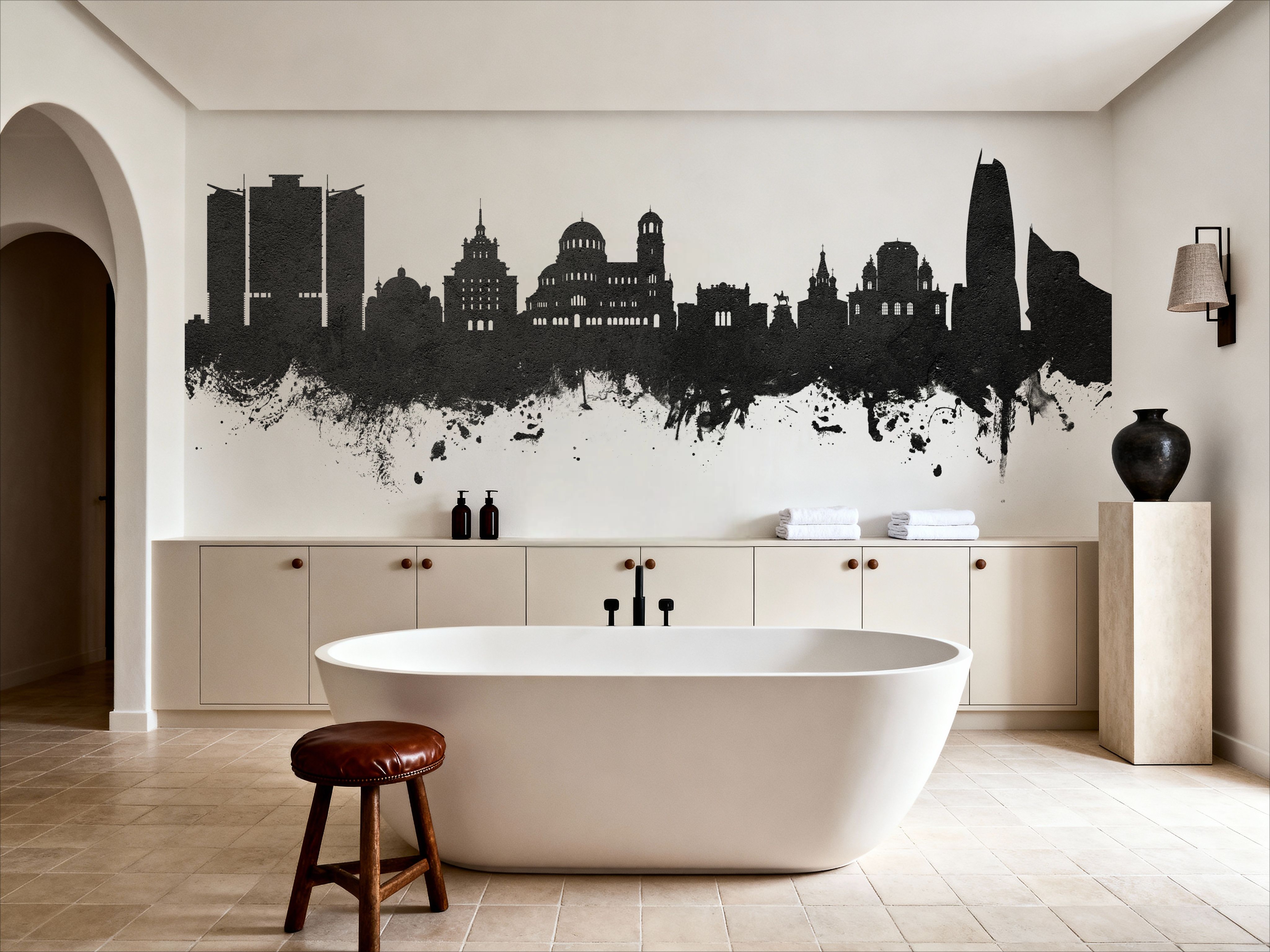 Sofia Bulgaria Skyline Black & White