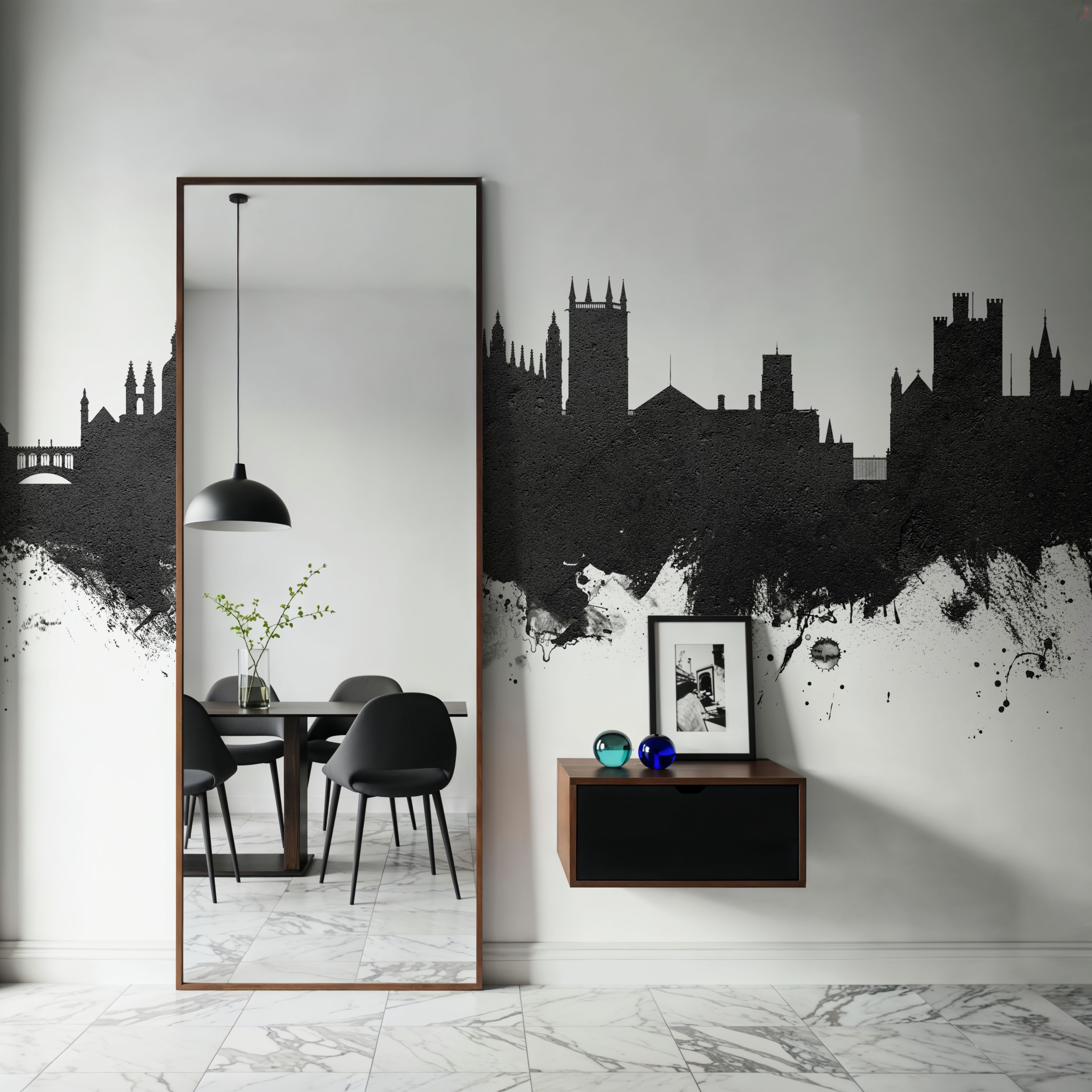 Cambridge England Skyline Black & White