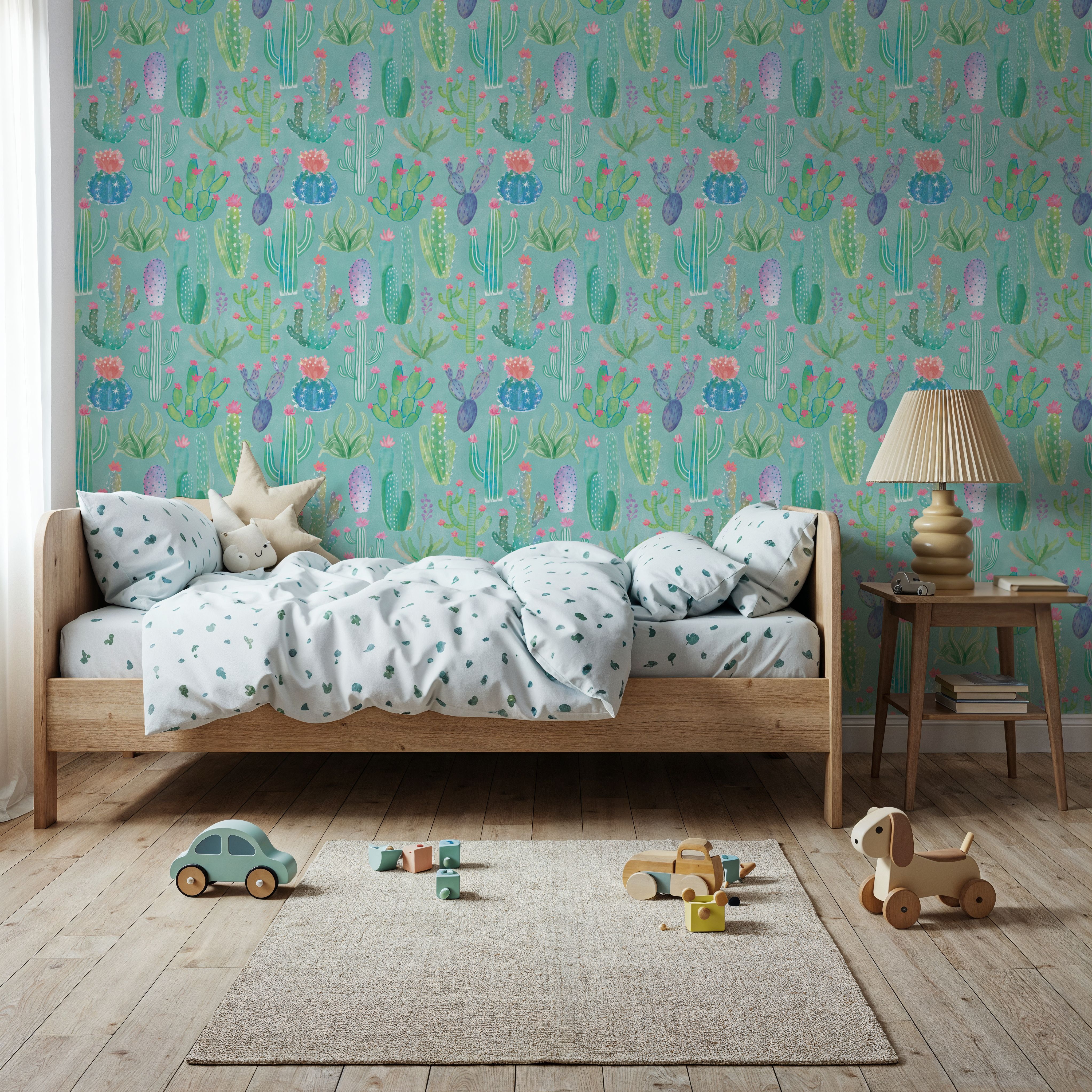 Cacti Fever Blue, Wallpaper